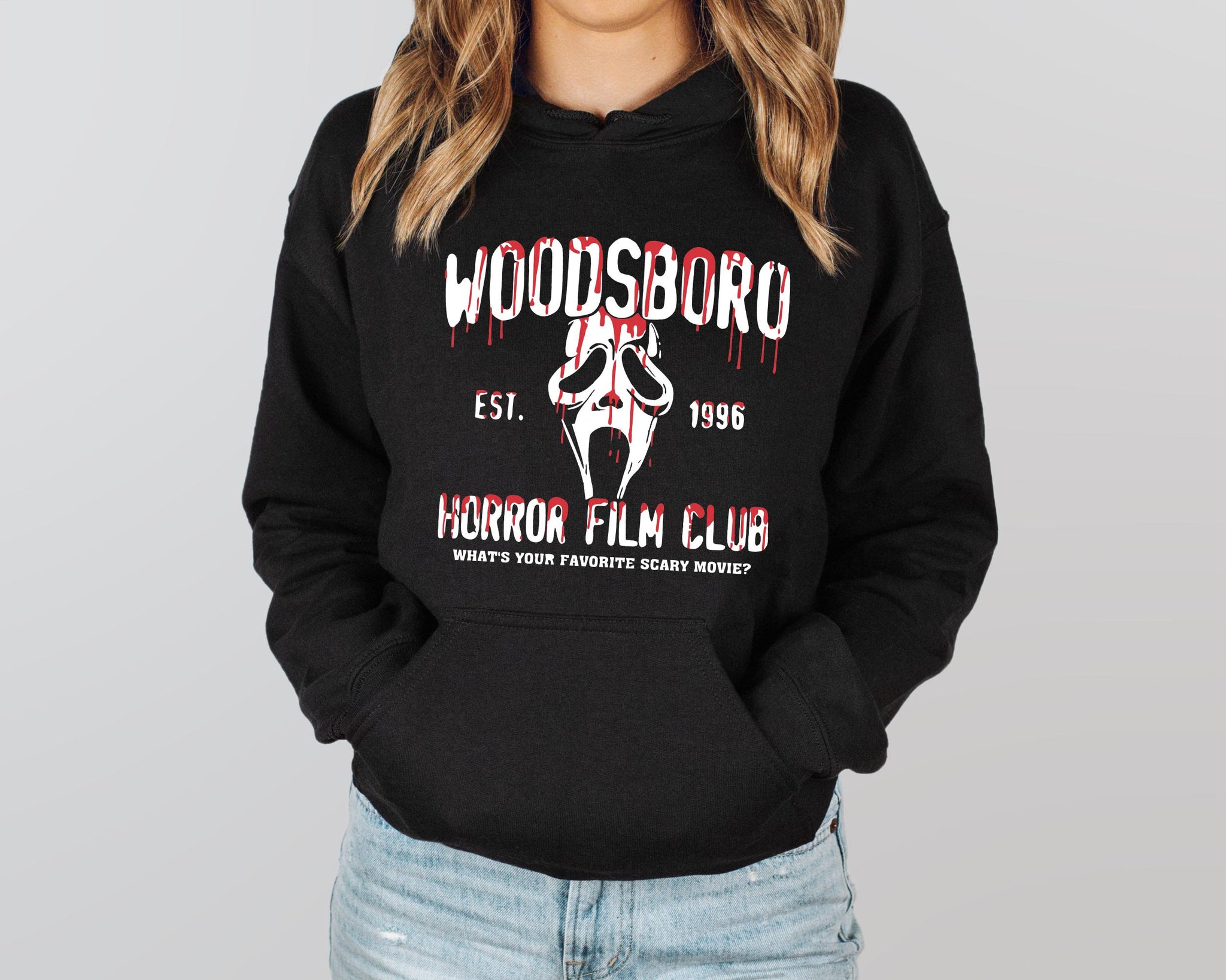 Woodsboro Horror Club Sweatshirt and Hoodie, Horror Film Club Sweatshirt, Spooky Season Gifts, Scream Ghost Sweater, Scary  Fall Sweatshirt HWN2008 05