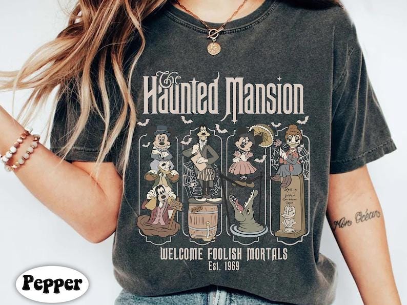 Vintage Mickey and Friends Haunted Mansion Disney Halloween Shirt, Disney Halloween Haunted Mansion Shirt, Disneyland Halloween Tee HW2208 04