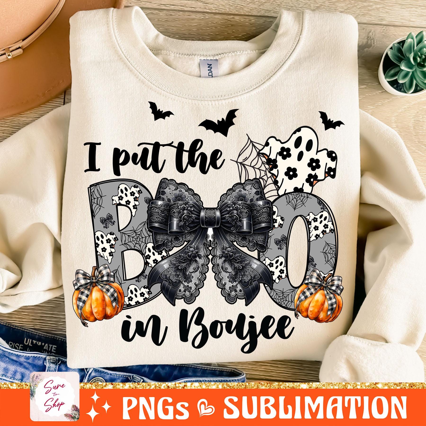 I Put The Boo in Boujee Ghost shirt, Coquette Halloween shirt, Ghost Sublimation Design, Spooky Season shirt, Pumpkin shirt, Halloween Mama shirt HW2208 14