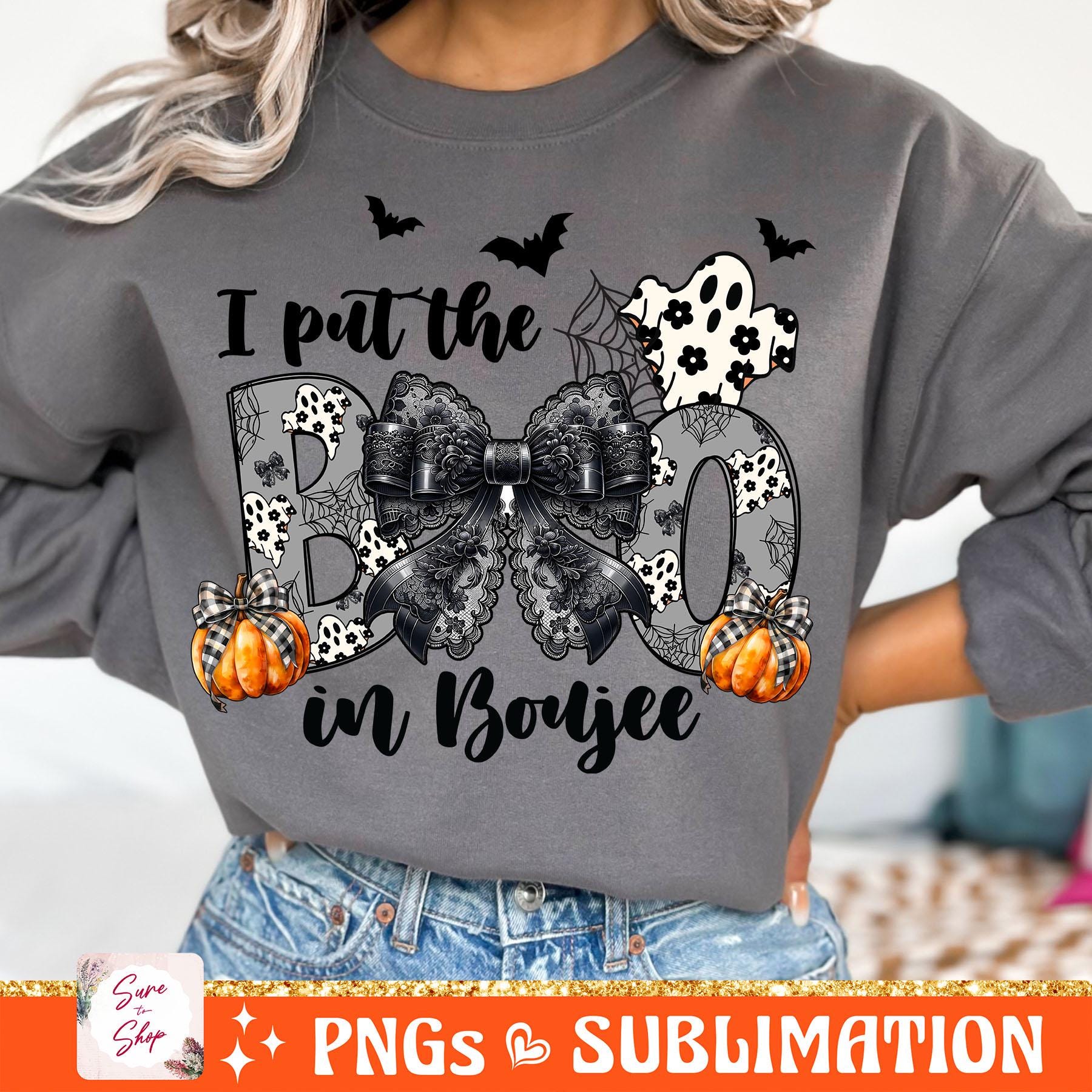 I Put The Boo in Boujee Ghost shirt, Coquette Halloween shirt, Ghost Sublimation Design, Spooky Season shirt, Pumpkin shirt, Halloween Mama shirt HW2208 14