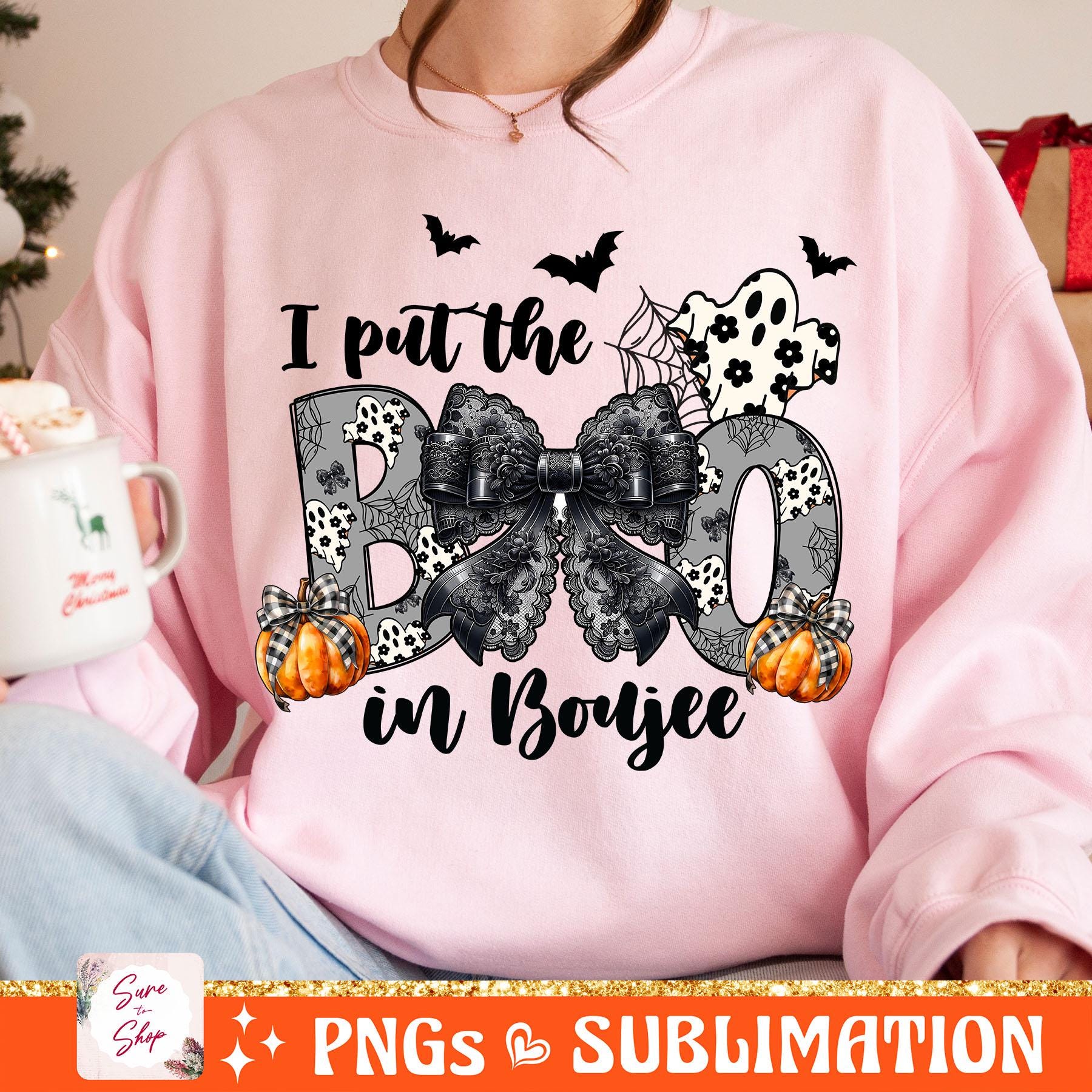 I Put The Boo in Boujee Ghost shirt, Coquette Halloween shirt, Ghost Sublimation Design, Spooky Season shirt, Pumpkin shirt, Halloween Mama shirt HW2208 14