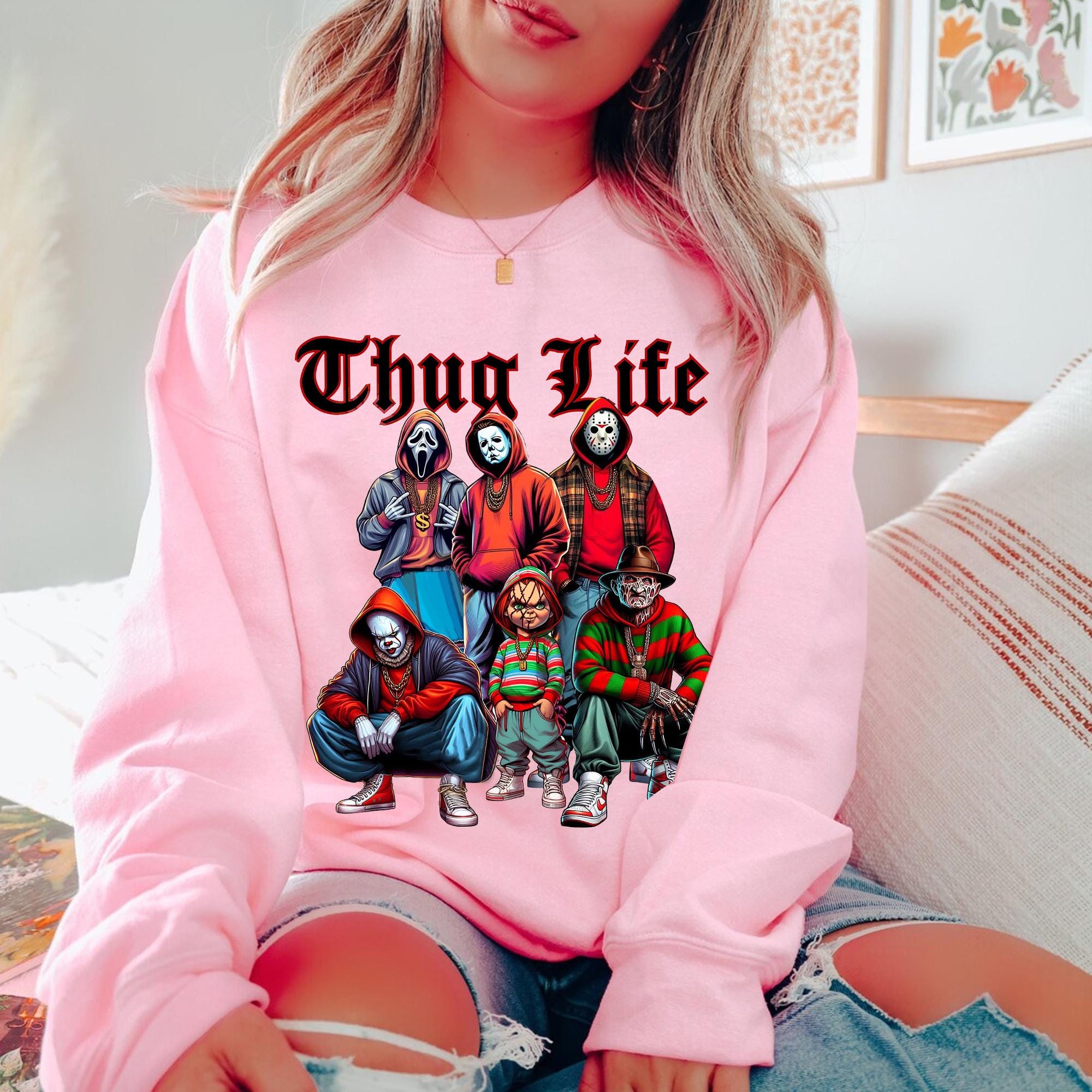 Modern Thug Life Horror Movie Shirt, Movie Killer Shirt, Scary Halloween Sweatshirt, Horror Friend Tee, Retro Halloween Vibes Shirt HW1708 09