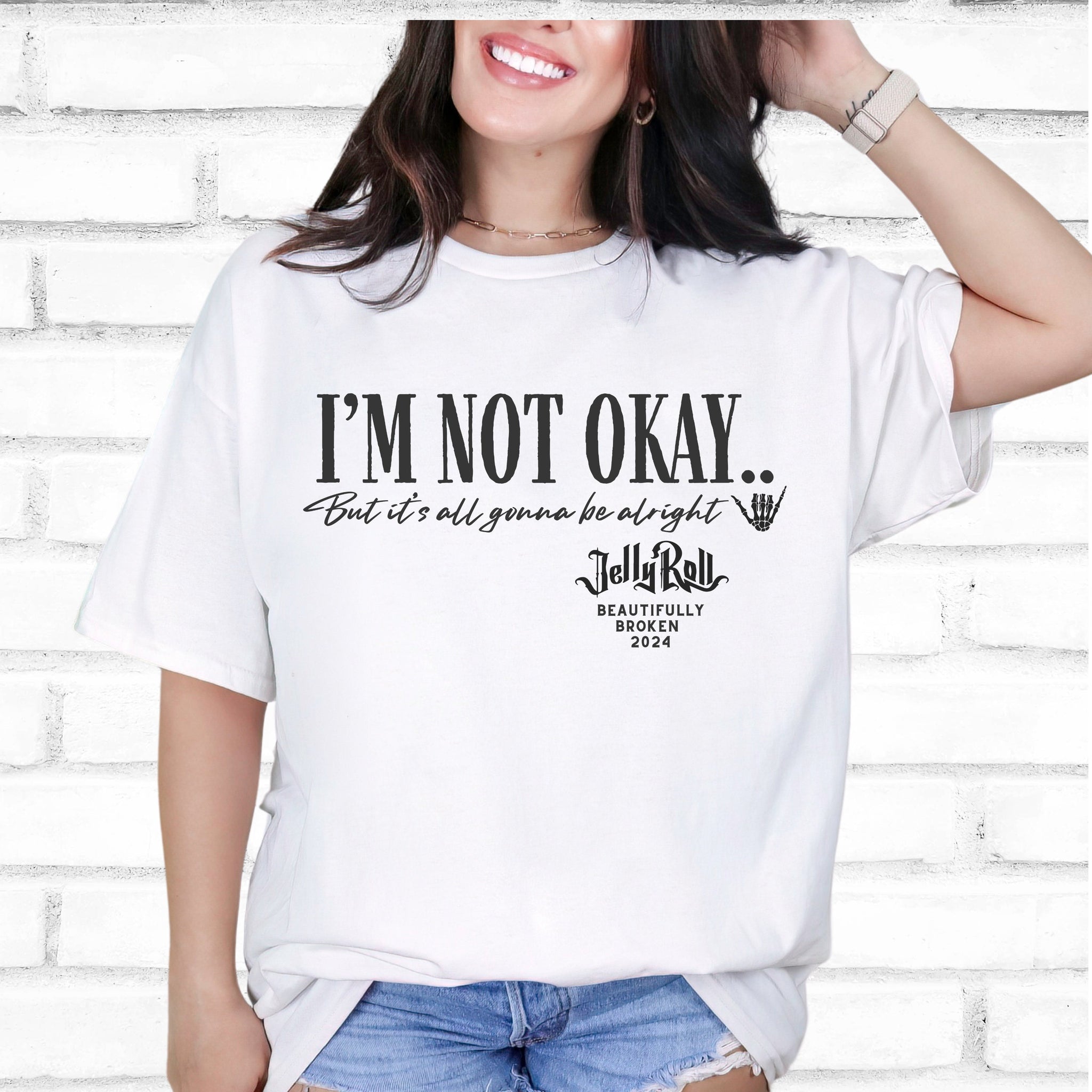 Jelly Roll Shirt , Country Concert Beautifully Broken Tour 2024 ,Jelly Roll Lyric Tshirt, Im Not Ok Tee,Unisex Plus Size,Jelly Roll Fan Gift TD0509 08