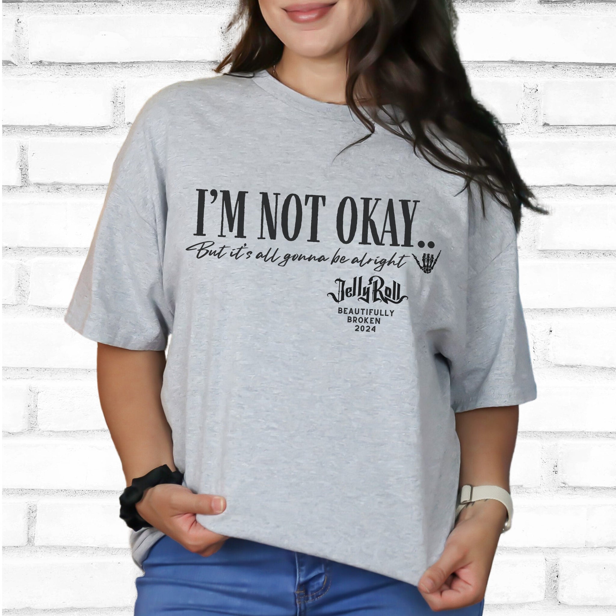 Jelly Roll Shirt , Country Concert Beautifully Broken Tour 2024 ,Jelly Roll Lyric Tshirt, Im Not Ok Tee,Unisex Plus Size,Jelly Roll Fan Gift TD0509 08
