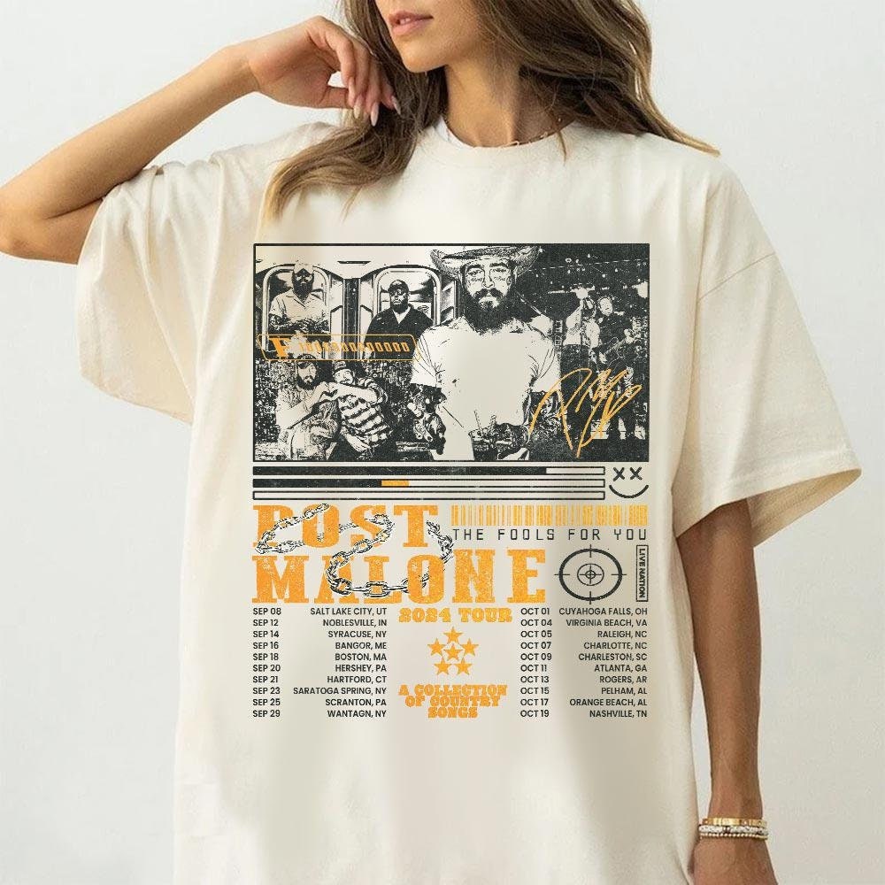 Post Malone Shirt, Post Malone Tour Music Shirt, A Collection Of Country Song List Post Malone Concert 2024 For Fan Unisex Shirt V3 0708M MS2208 13