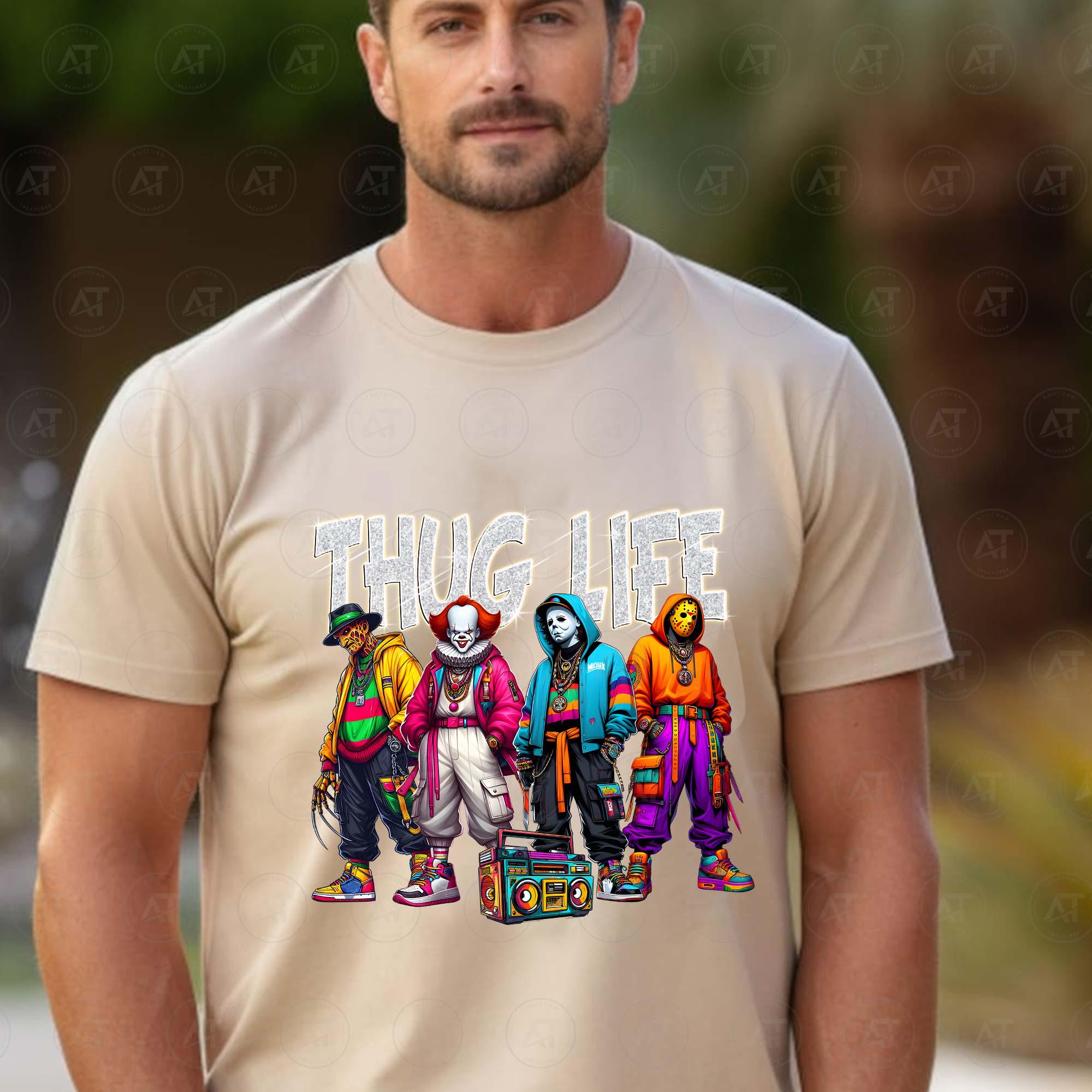 Thug Life Shirt, Horror Characters Shirt, Thug Life Halloween Shirt, Halloween Shirt, Spooky Season Shirt, Horr Face, Horror Killer, Download Files HW1708 03