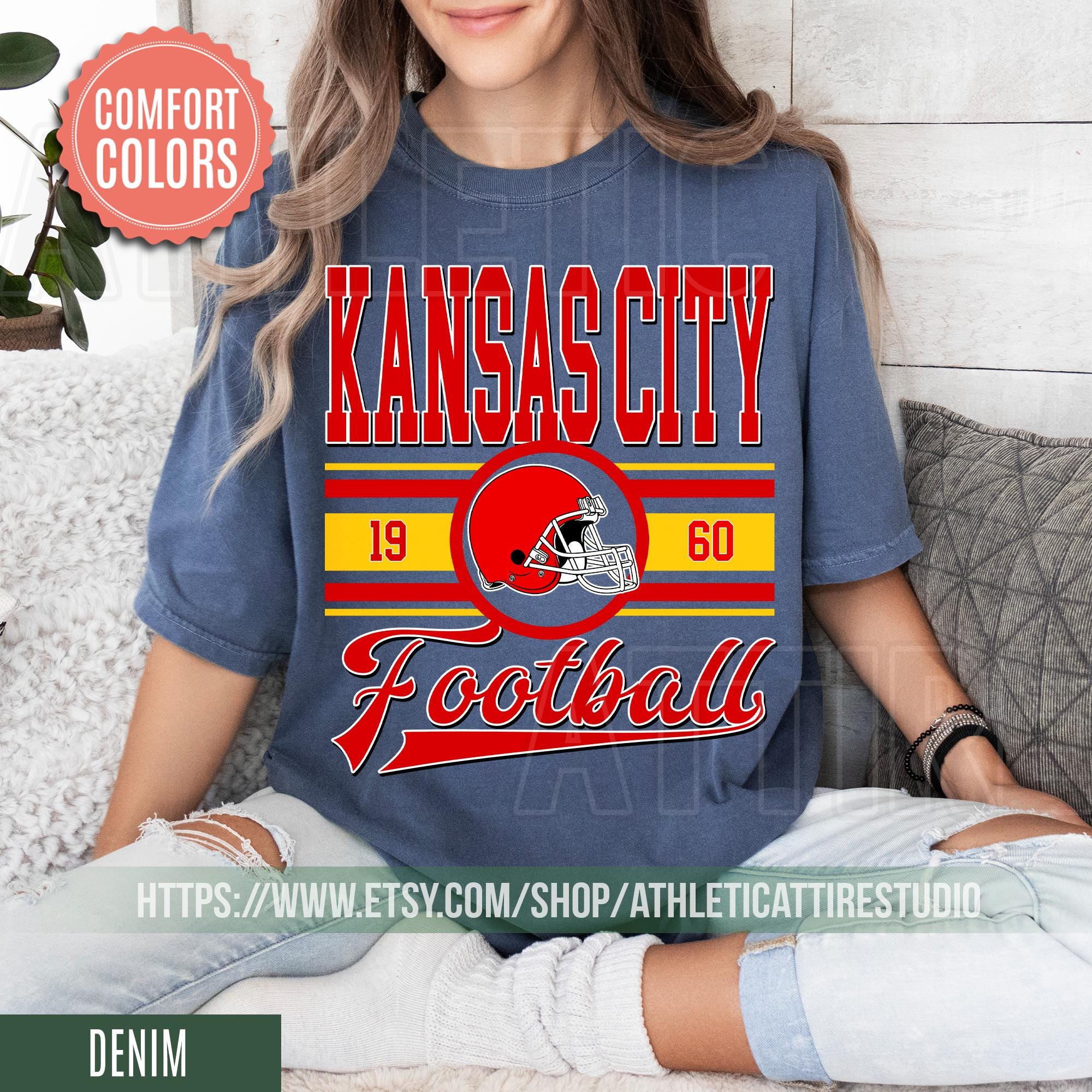 Kansas City Football  Vintage Style T-Shirt, Kansas City Football Crewneck, Football T-Shirt, Kansas City Fan Gifts FRE8