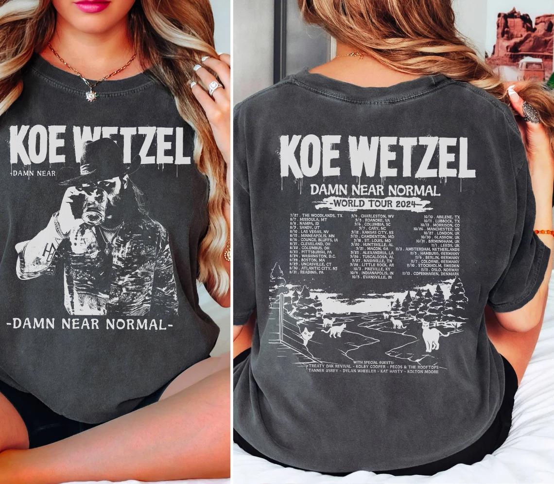 Wetzel Bootleg 2side Shirt, Wetzel Country Music Shirt,  Koe Wetzel Shirt, Damn Near Normal Tour 2024 Shirt, Wetzel Fan Gift TD2908 13