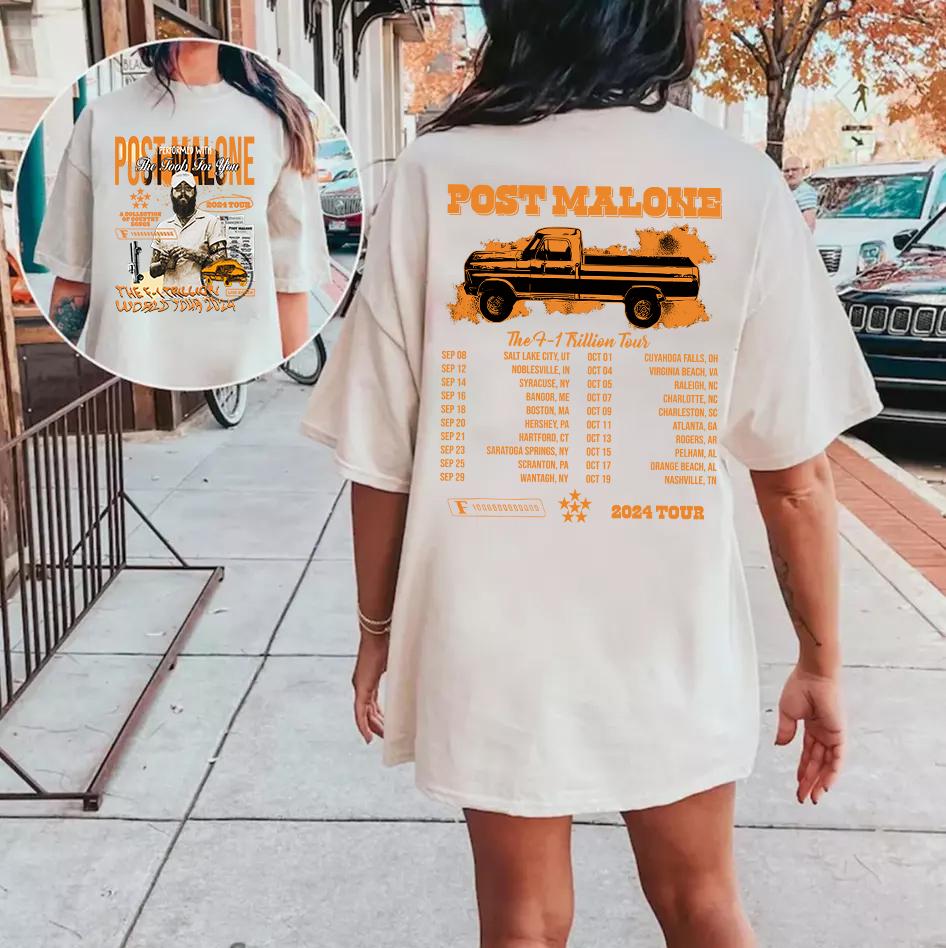 Post Malone Tour Shirt, Music 2 Sides Shirt Post Malone The F-1 Trillion Album 2024 Concert Gift For Fan TD1409