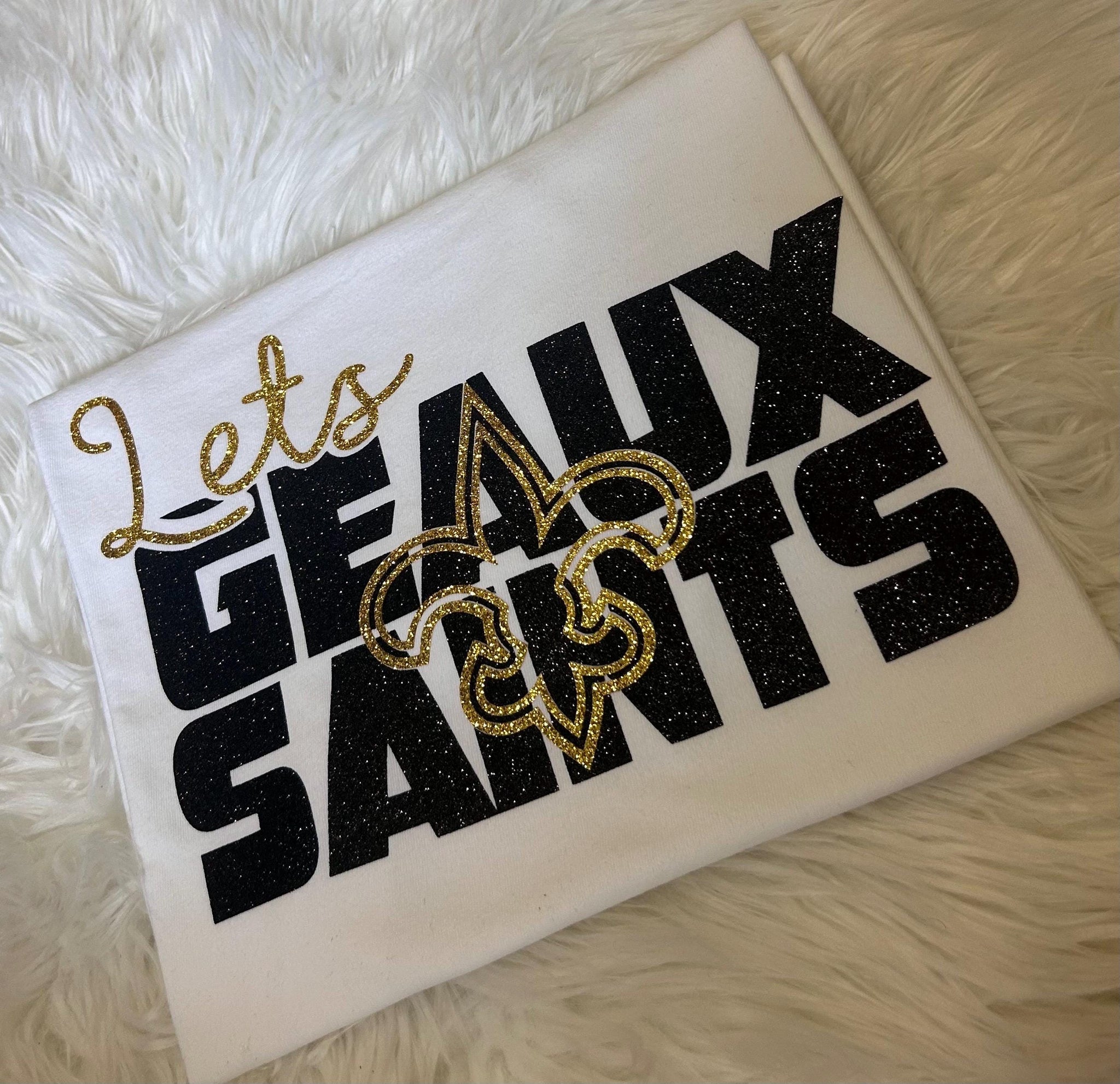 Real Glitter New Orleans Saints Unisex  T-Shirt, Geaux Saints, Nola Saints, Who Dat, Saints Girlie Glitter Shirt