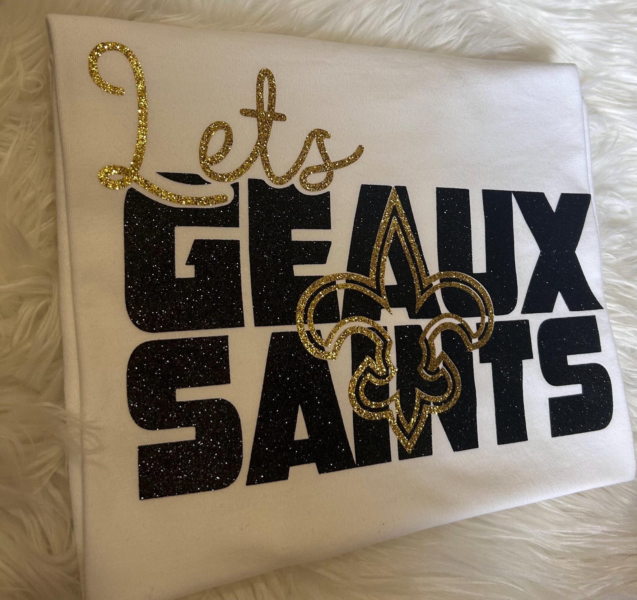 Real Glitter New Orleans Saints Unisex  T-Shirt, Geaux Saints, Nola Saints, Who Dat, Saints Girlie Glitter Shirt
