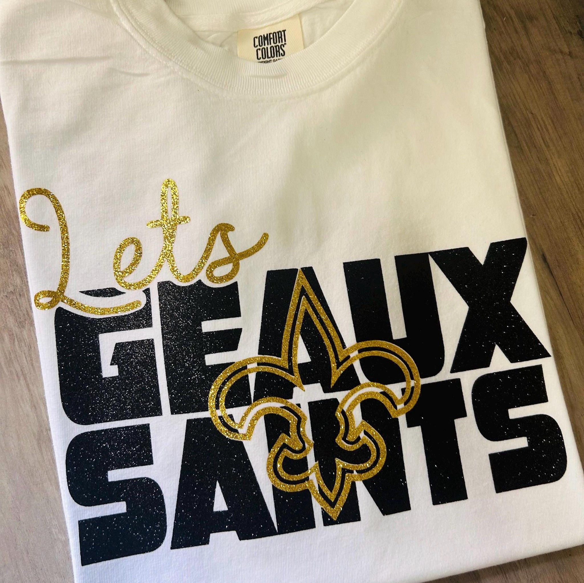 Real Glitter New Orleans Saints Unisex  T-Shirt, Geaux Saints, Nola Saints, Who Dat, Saints Girlie Glitter Shirt