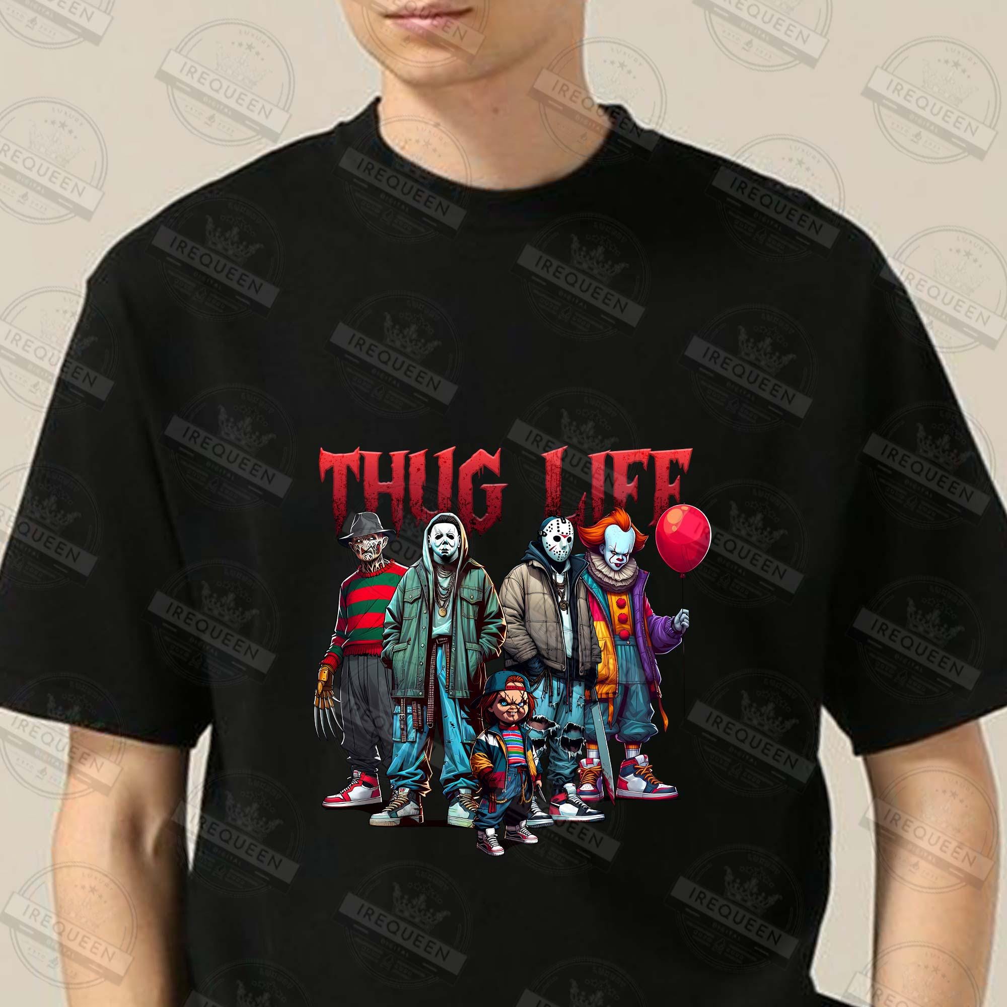 Halloween Horror Thug Life Movie Characters Shirt, Spooky Season Shirt, Fall Shirt, Horror Character Daily Life, Halloween Shirt, Digital File HW1708 17
