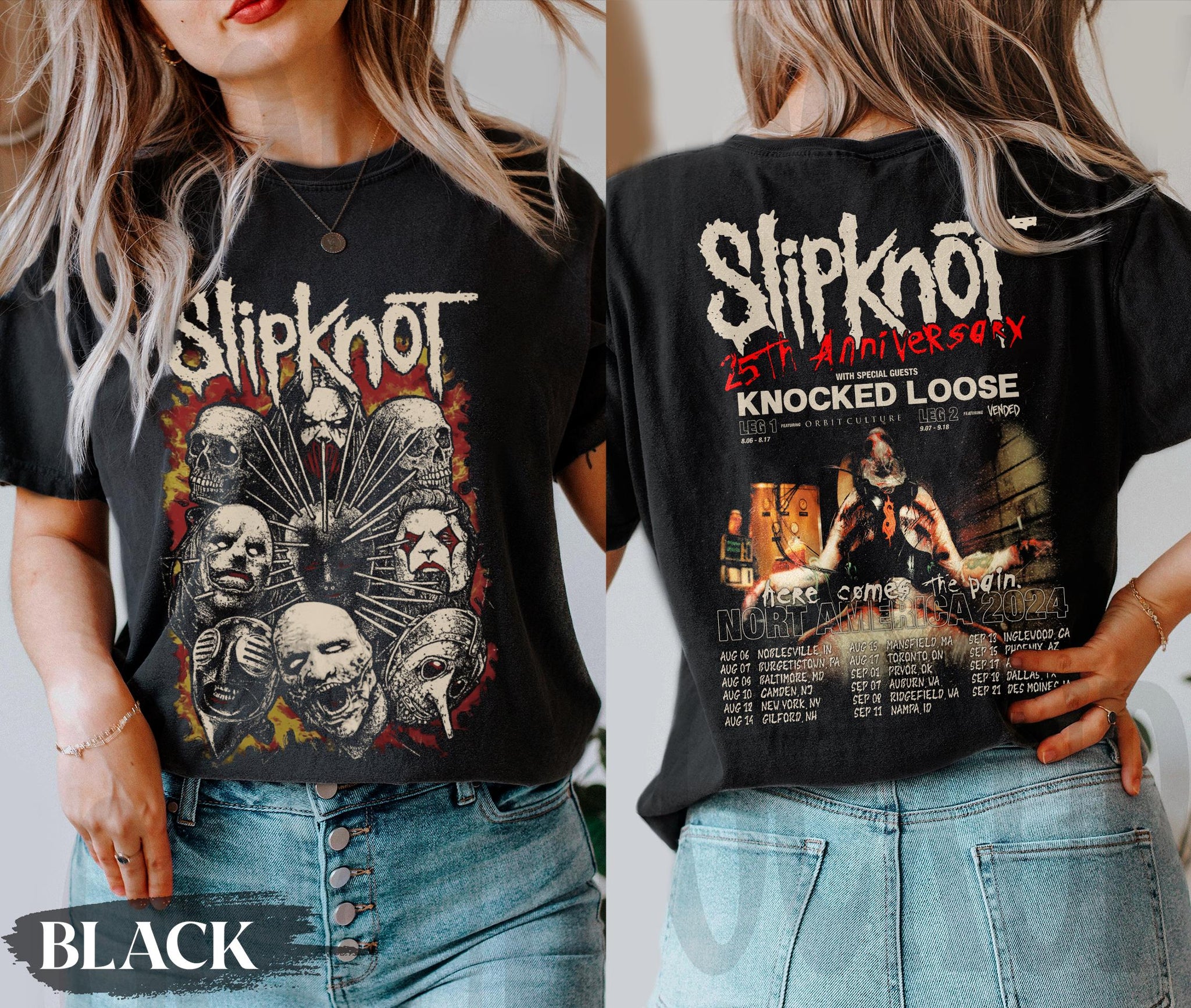 Vintage Slipknot Tour 2024 Shirt, Slipknot Here Comes The Pain 25th Anniversary 2024 Tour, Slipknot Band Fan Gift, Slipknot Rock Band Tour.