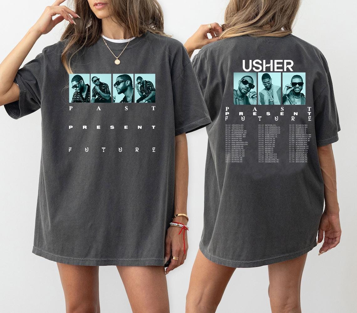 Usher World Tour 2024 Shirt, Usher Past Present Future World Tour Shirt, Usher t-shirt, Usher Fan Merch Usher Concert Usher Gift TD0409 07