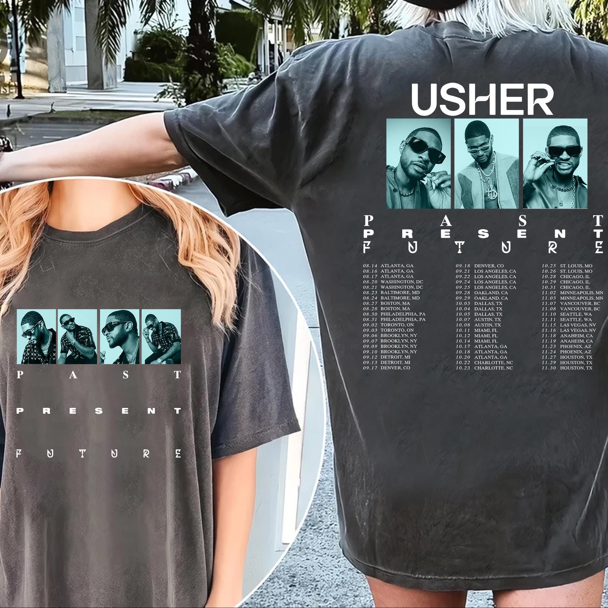 Usher World Tour 2024 Shirt, Usher Past Present Future World Tour Shirt, Usher t-shirt, Usher Fan Merch Usher Concert Usher Gift TD0409 07