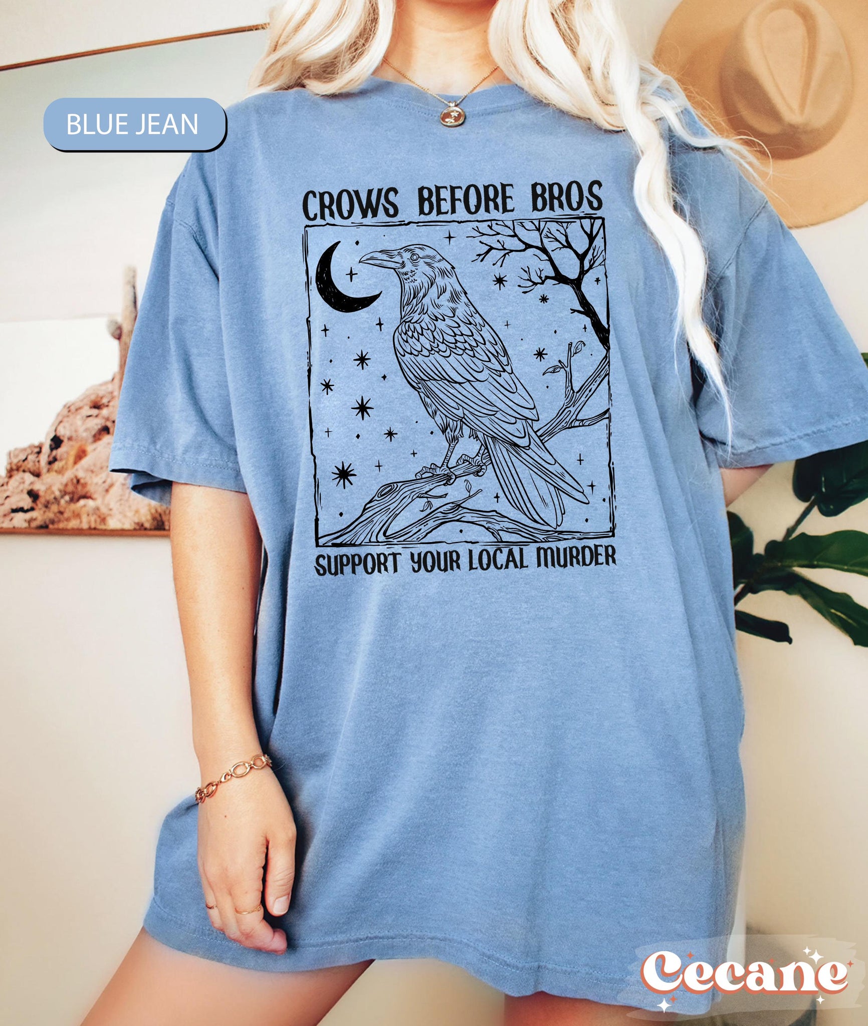 Funny Crows Before Bros Shirt, Support Your Local Murder T-shirt, Vintage Raven Shirt, Feminist Women Shirt Dark Academia Trendy Graphic Tee TD2308 01