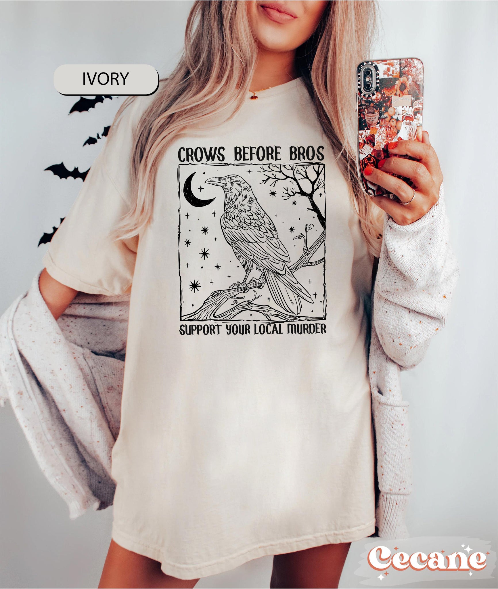 Funny Crows Before Bros Shirt, Support Your Local Murder T-shirt, Vintage Raven Shirt, Feminist Women Shirt Dark Academia Trendy Graphic Tee TD2308 01