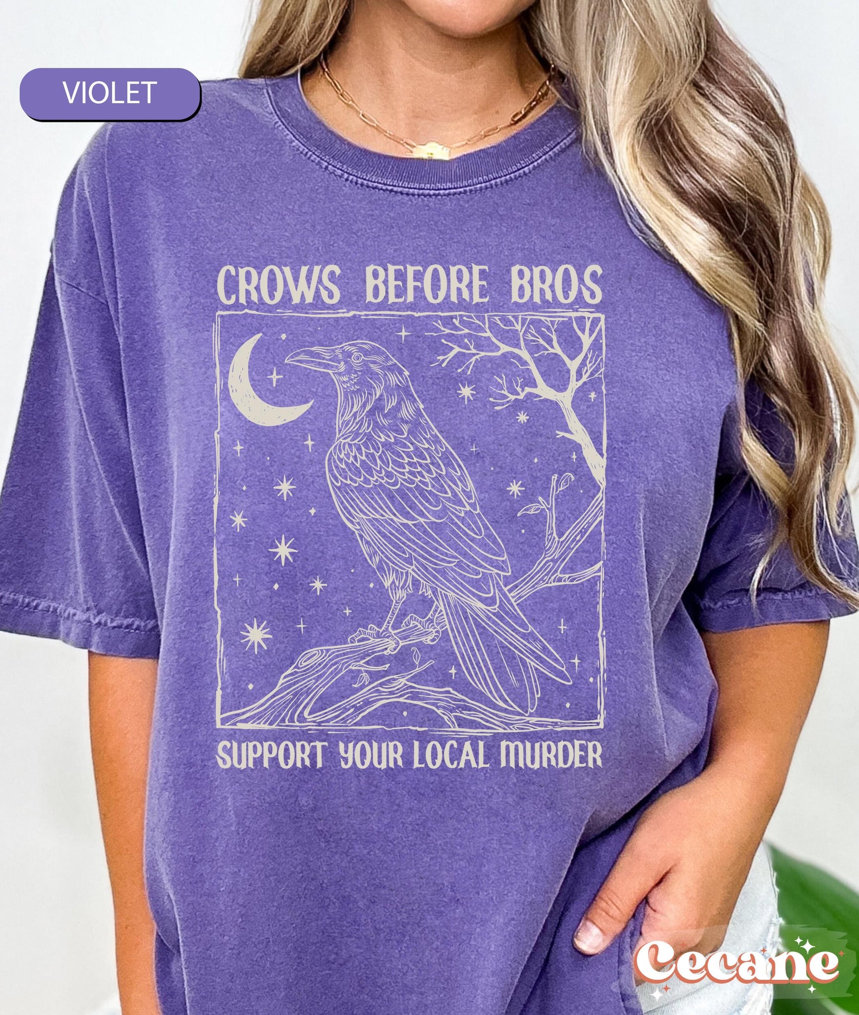 Funny Crows Before Bros Shirt, Support Your Local Murder T-shirt, Vintage Raven Shirt, Feminist Women Shirt Dark Academia Trendy Graphic Tee TD2308 01
