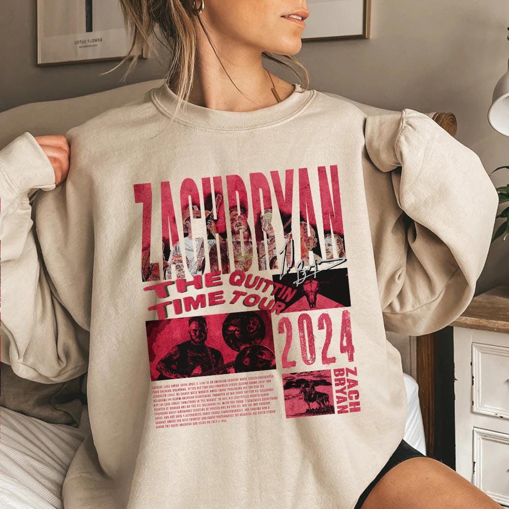 Comfort Color, Zach Bryan Shirt, The Quittin Time Tour 2024 Sweatshirt, Country Music, The Quittin Time Tour Hoodie, Zach Bryan Tour, LB2208 TD0409 11