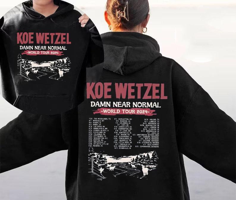 Koe Music 2024 2Sides  Shirt, Tour Date Wet.zel Fan Gift, Wetzel tour 2024 shirt, Wetzel country music shirt, Gift for men women unisex TD1409