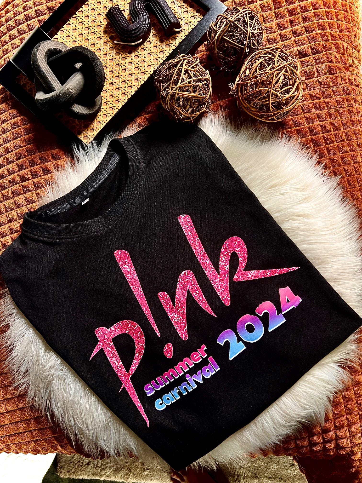 Personalised Pink Concert Tshirt Concert t shirt for the Summer Carnival tour 2024. Summer Carnival 2024.Concert P!nk T-shirt White Black TD0509 13