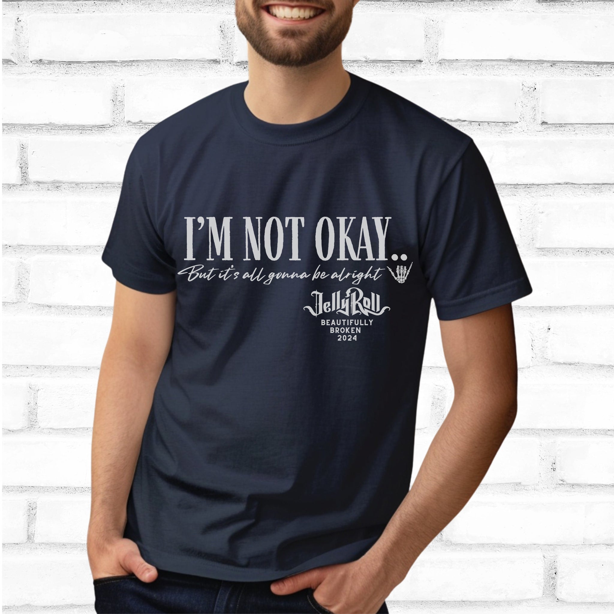 Jelly Roll Shirt , Country Concert Beautifully Broken Tour 2024 ,Jelly Roll Lyric Tshirt, Im Not Ok Tee,Unisex Plus Size,Jelly Roll Fan Gift TD0509 08