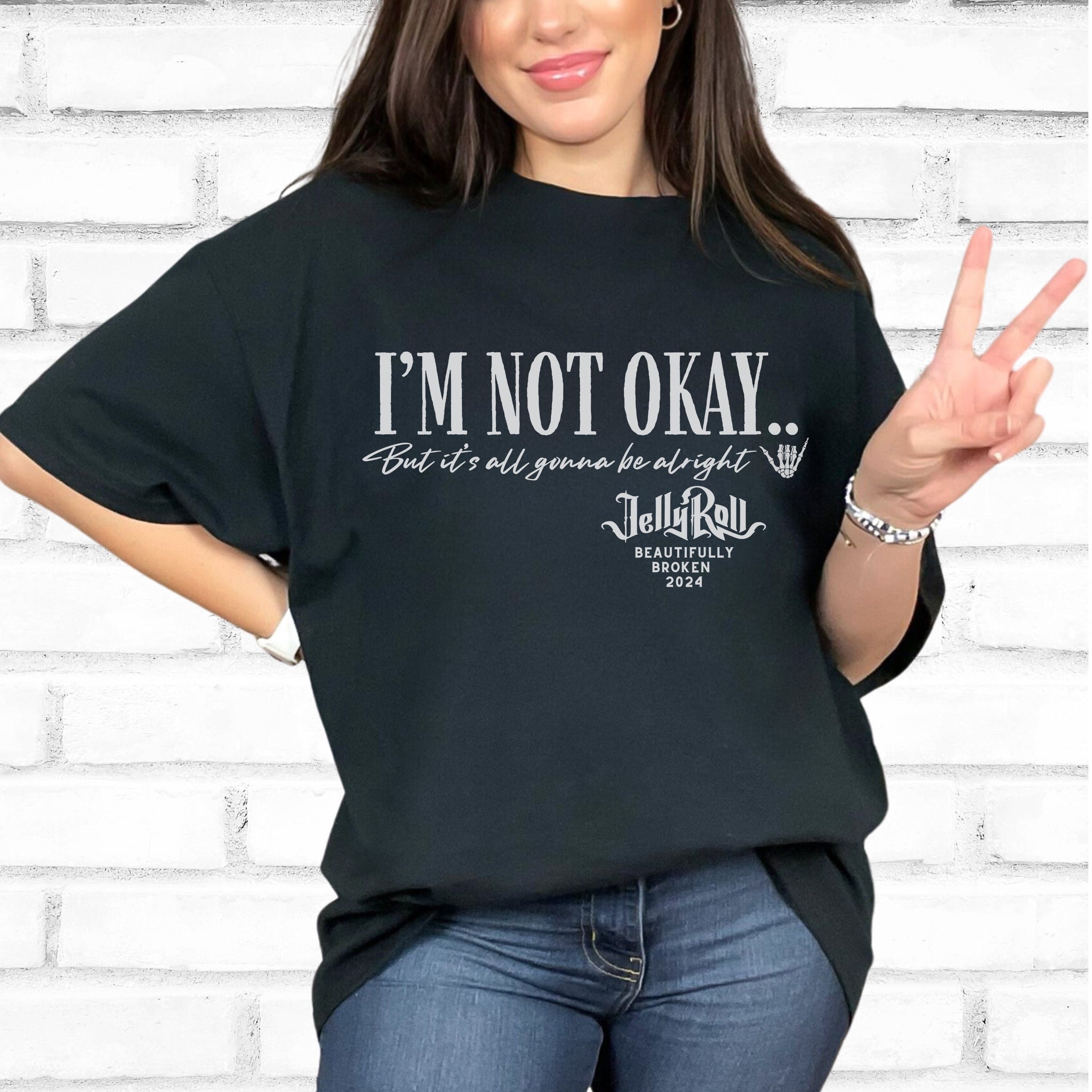 Jelly Roll Shirt , Country Concert Beautifully Broken Tour 2024 ,Jelly Roll Lyric Tshirt, Im Not Ok Tee,Unisex Plus Size,Jelly Roll Fan Gift TD0509 08