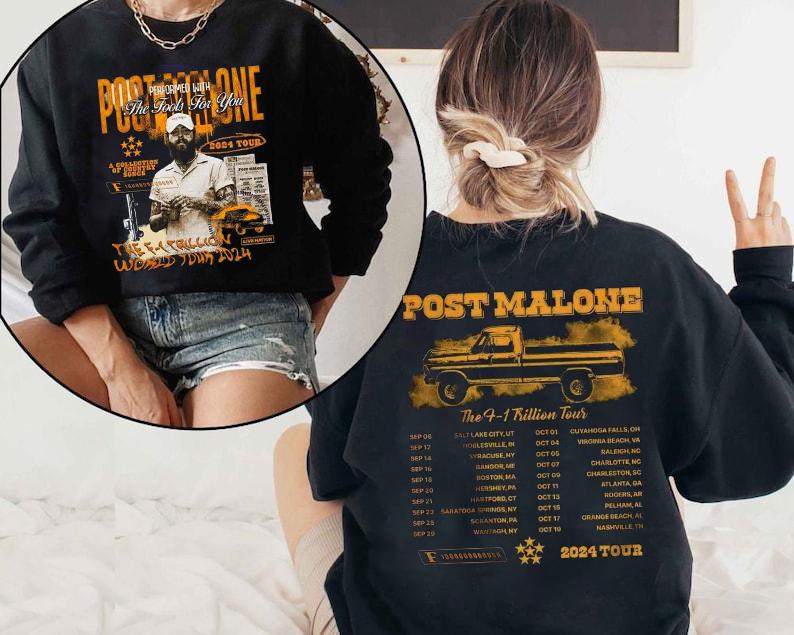 Post Malone Tour Shirt, Music 2 Sides Shirt Post Malone The F-1 Trillion Album 2024 Concert Gift For Fan TD1409