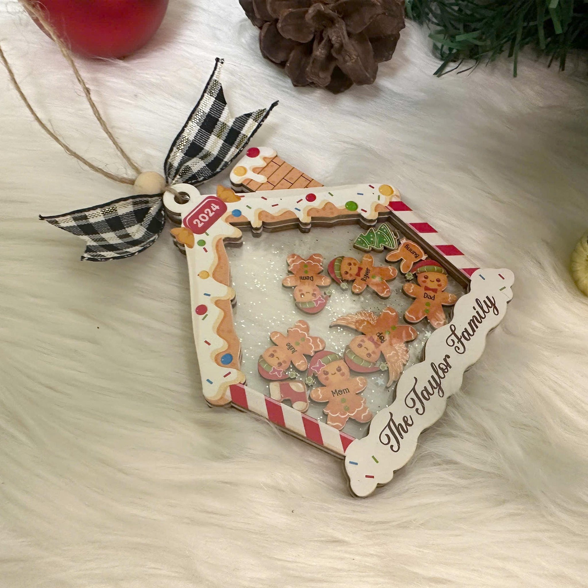 Custom Gingerbread With Hat House Family Ornament 2024, Personalized Family Ornament, Family Christmas ornament, 4D Shake Christmas Ornament ORN0810