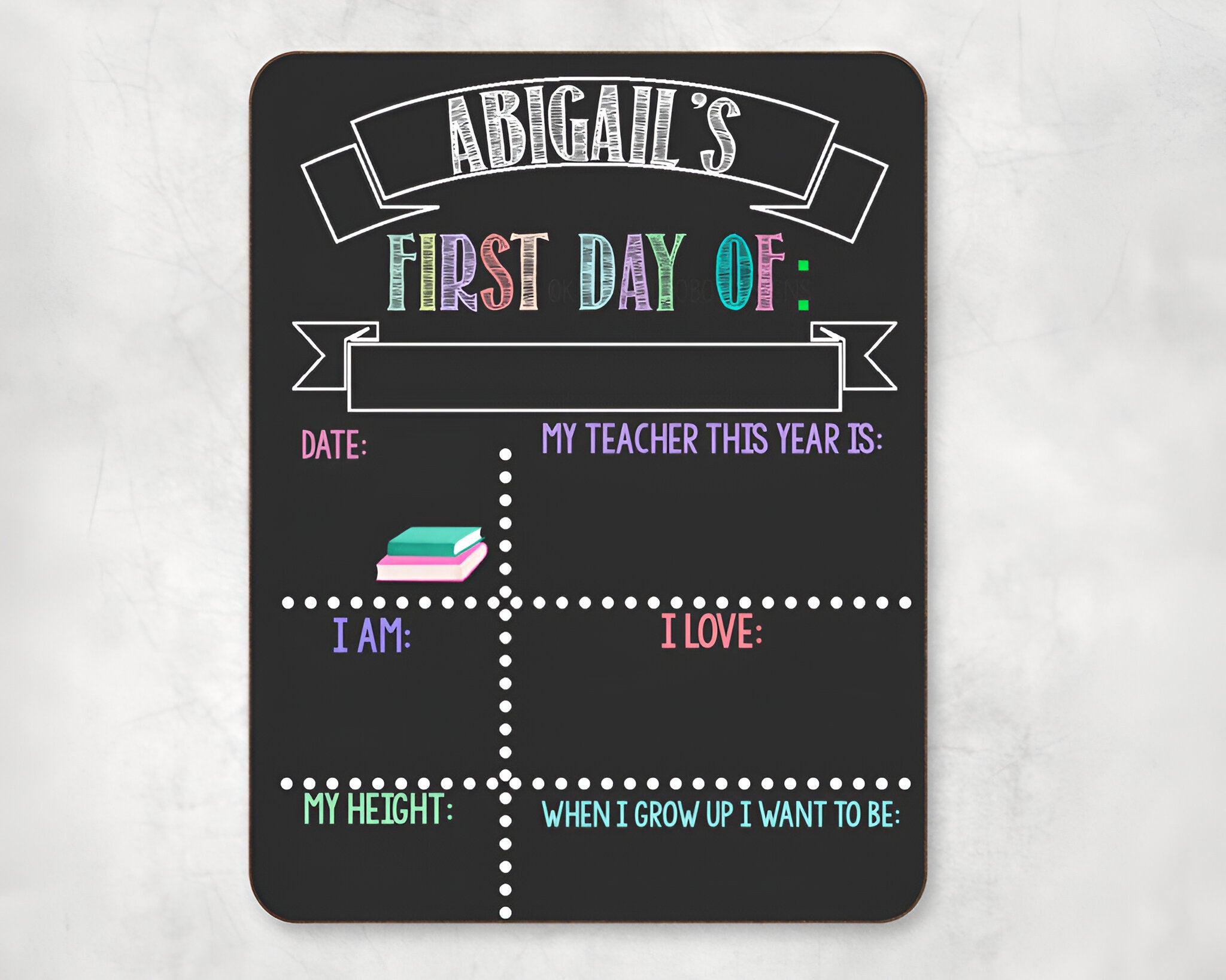 Reusable First And Last Day Of School Sign, Liquid Chalk Dry Erase School Board, First Day Of School Sign, Last Day Of School Sign, Pastel scsign