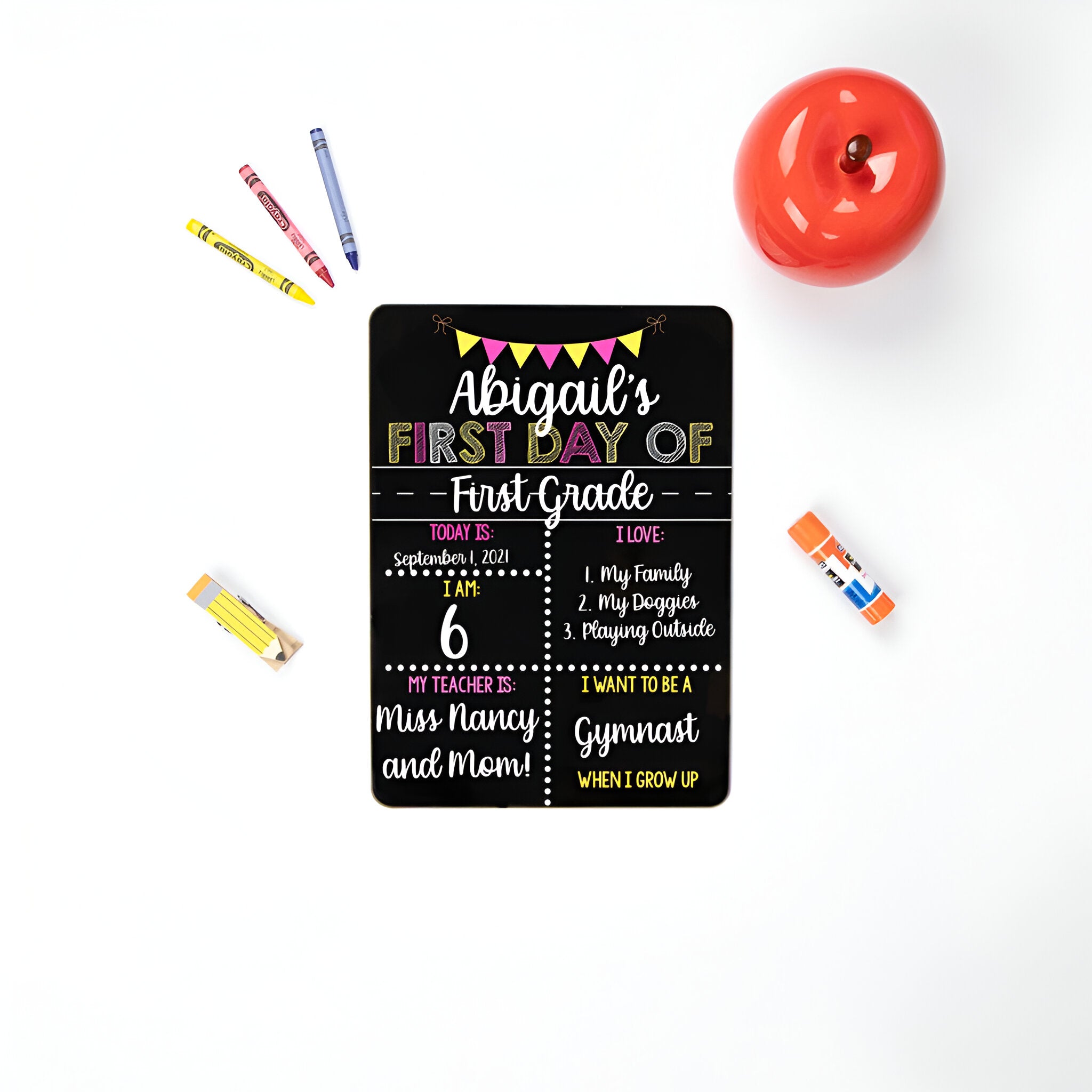 First And Last Day Of School Sign, Liquid Chalk Dry Erase School Board, Reusable First Day Of School Sign, Classic Pink And Yellow Scsign