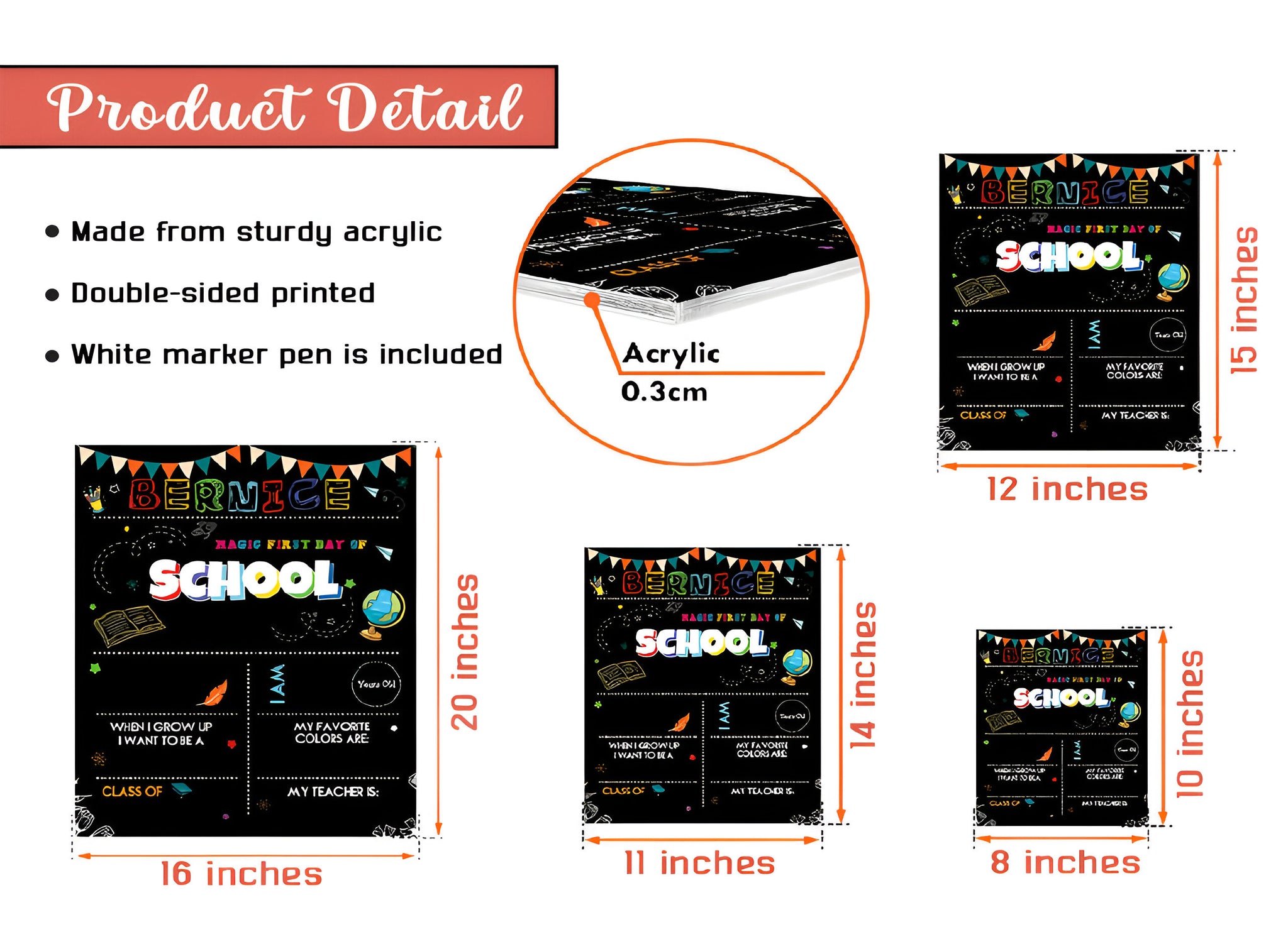 First Day Of School Sign - Personalized Poster - Back To School Gift For Kids, Student, Son, Daughter, 1st Day Of SchoolFirst Day of Kindergarten Board, Personalized Back To School Sign Custom Board For Kids Scsign