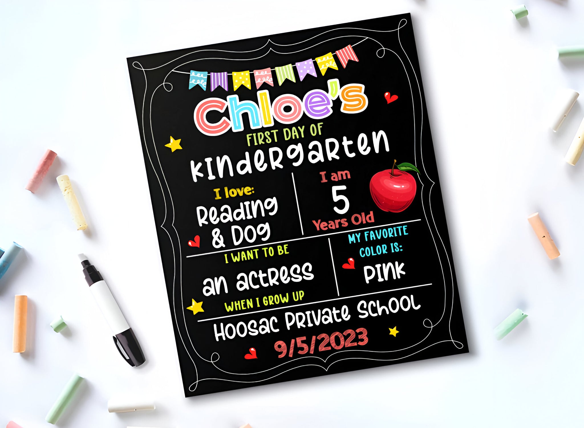 First Day Of School Sign - Personalized Poster - Back To School Gift For Kids, Student, Son, Daughter, 1st Day Of SchoolFirst Day of Kindergarten Board, Personalized Back To School Sign Custom Board For Kids Scsign