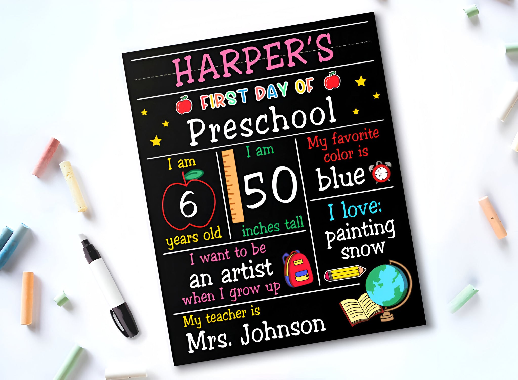 Custom Board First Day Of Preschool, First Day of School Board, Personalized Back To School Board Scsign