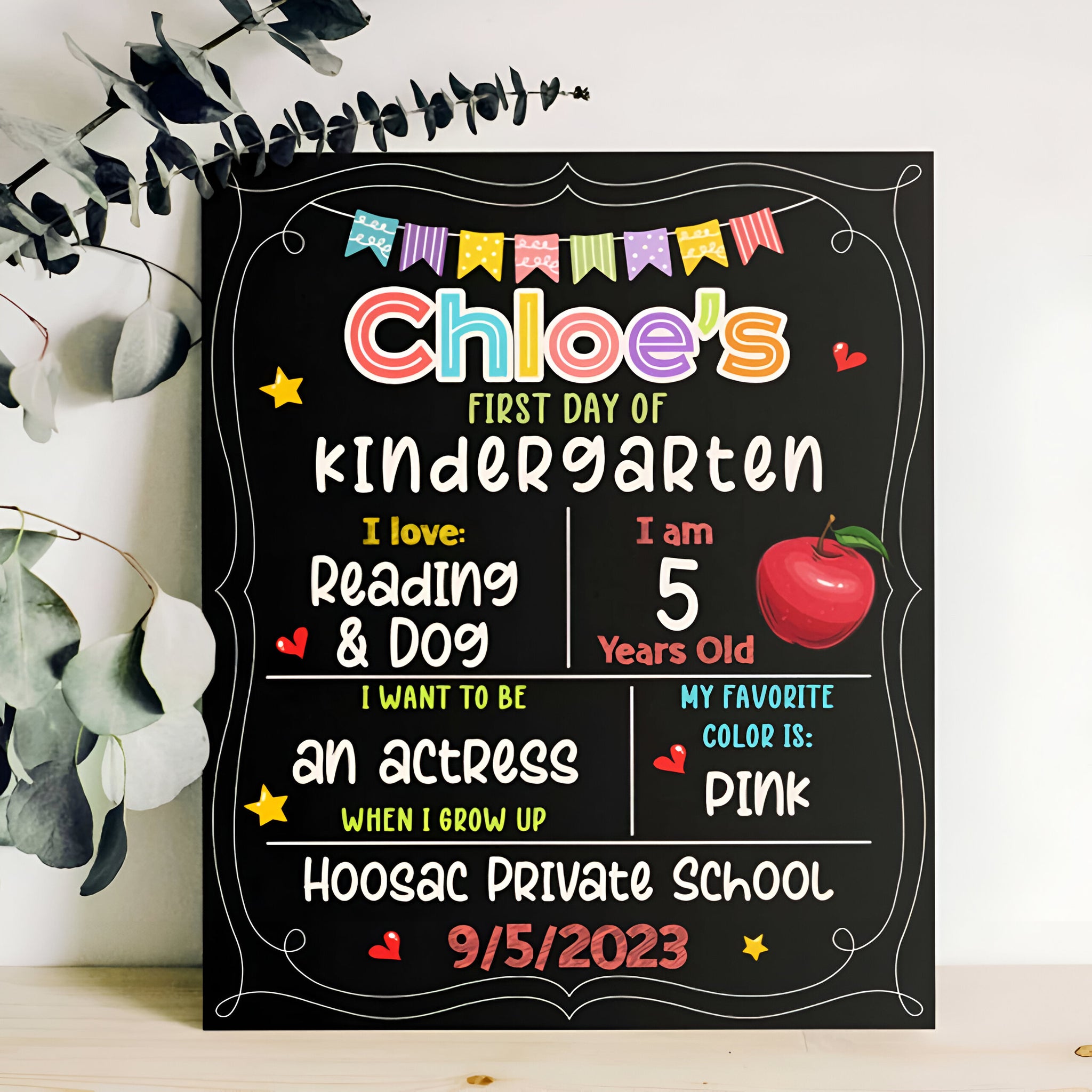 First Day Of School Sign - Personalized Poster - Back To School Gift For Kids, Student, Son, Daughter, 1st Day Of SchoolFirst Day of Kindergarten Board, Personalized Back To School Sign Custom Board For Kids Scsign