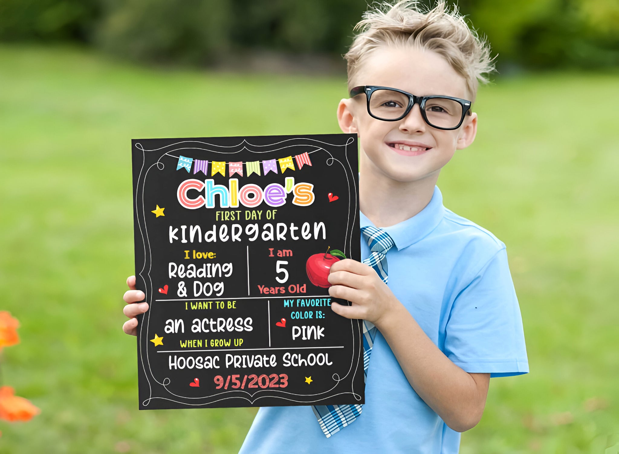 First Day Of School Sign - Personalized Poster - Back To School Gift For Kids, Student, Son, Daughter, 1st Day Of SchoolFirst Day of Kindergarten Board, Personalized Back To School Sign Custom Board For Kids Scsign