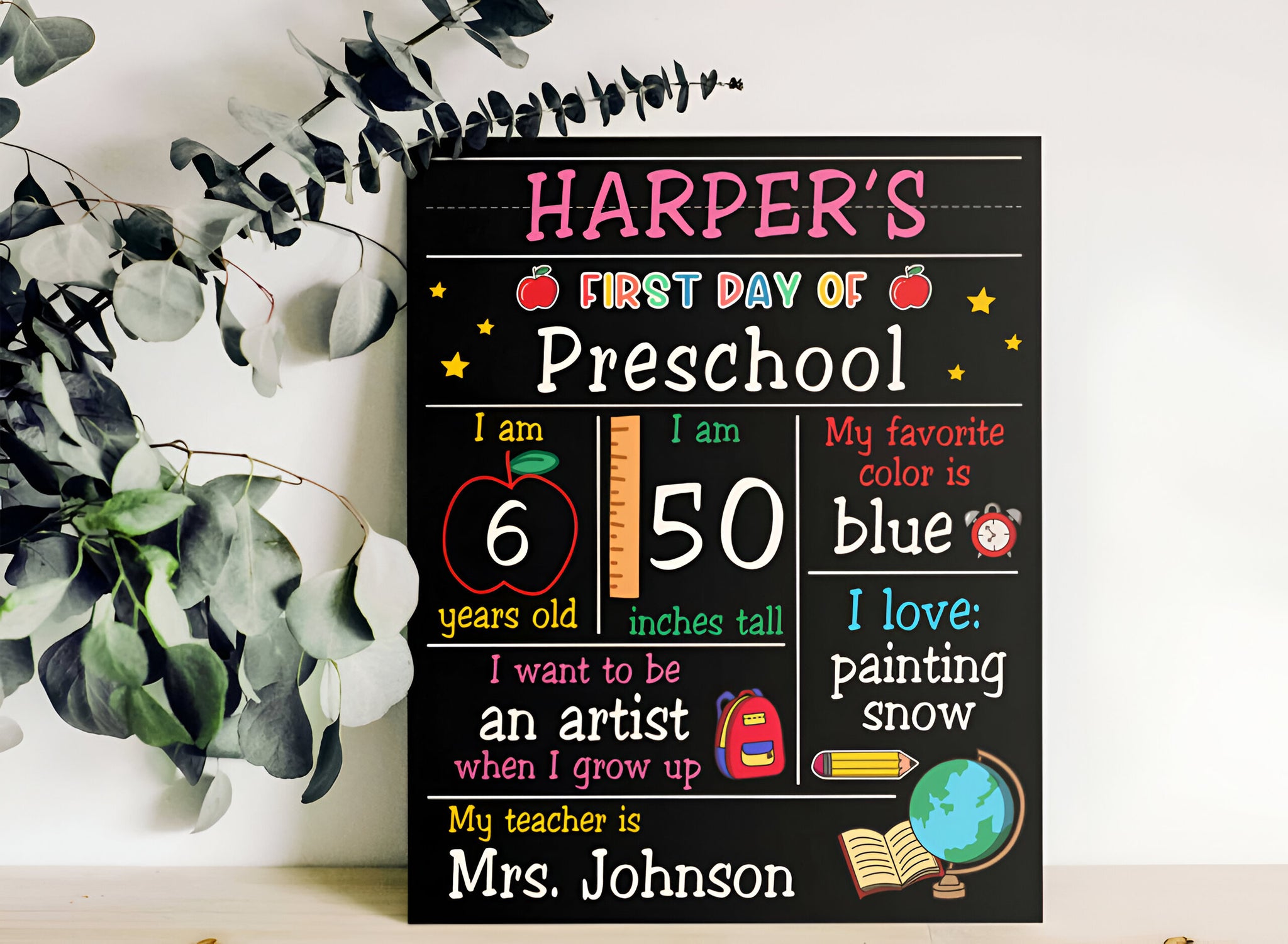 Custom Board First Day Of Preschool, First Day of School Board, Personalized Back To School Board Scsign