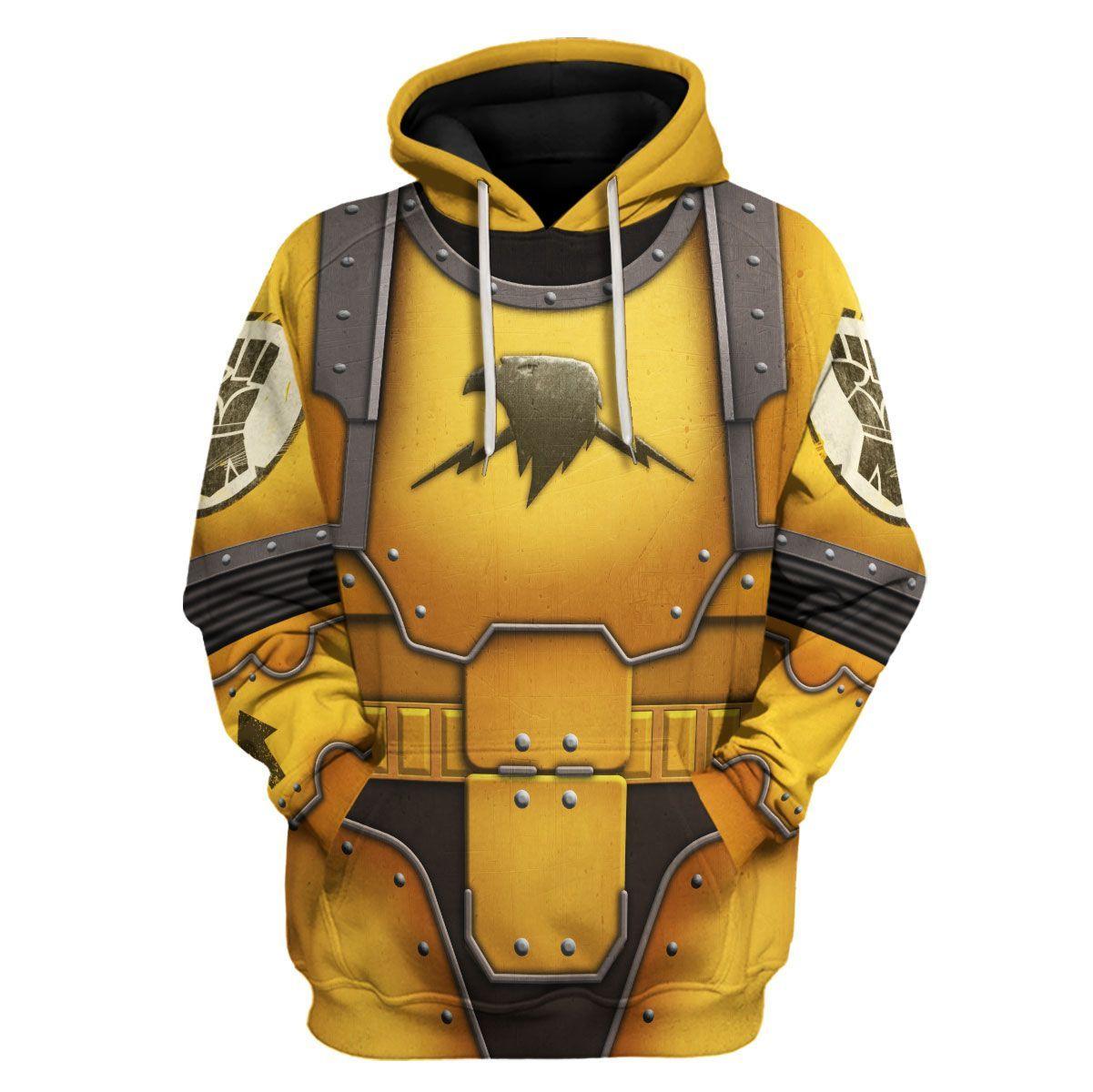 Imperial Fists in Mark III Power Armor Warhammer Costume Hoodie Jogger, Imperial Fists in Mark III Power Armor Marines Cosplay 3D Hoodie Pants, Warhammer 3D Tracksuit TQT4