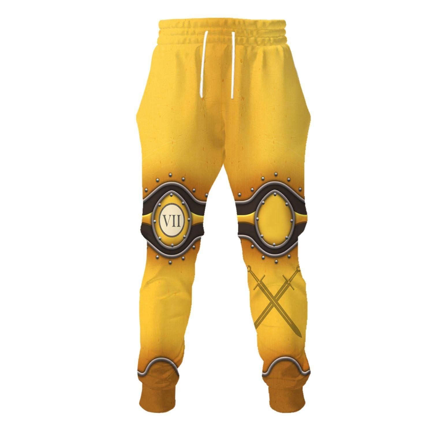 Imperial Fists in Mark III Power Armor Warhammer Costume Hoodie Jogger, Imperial Fists in Mark III Power Armor Marines Cosplay 3D Hoodie Pants, Warhammer 3D Tracksuit TQT4