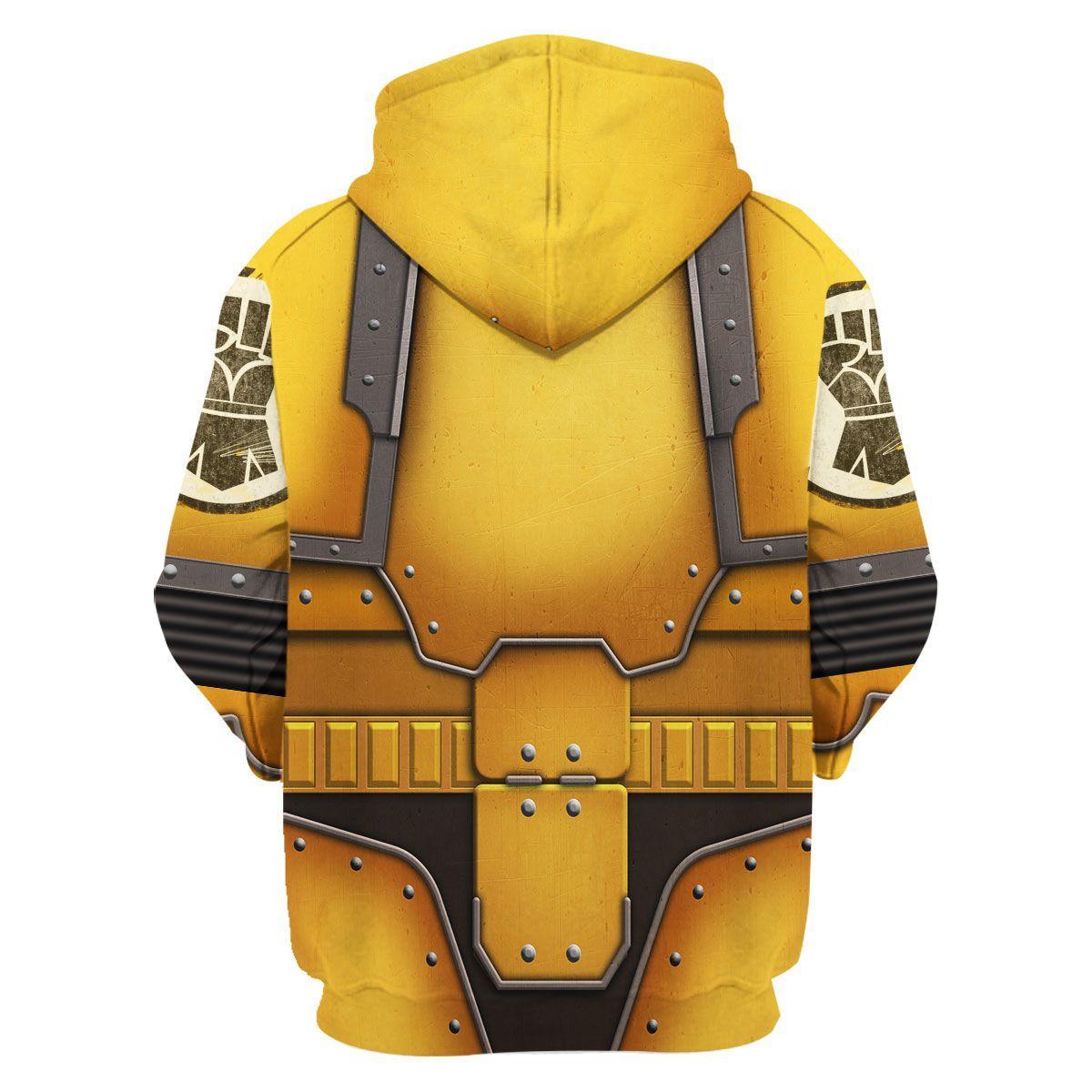 Imperial Fists in Mark III Power Armor Warhammer Costume Hoodie Jogger, Imperial Fists in Mark III Power Armor Marines Cosplay 3D Hoodie Pants, Warhammer 3D Tracksuit TQT4