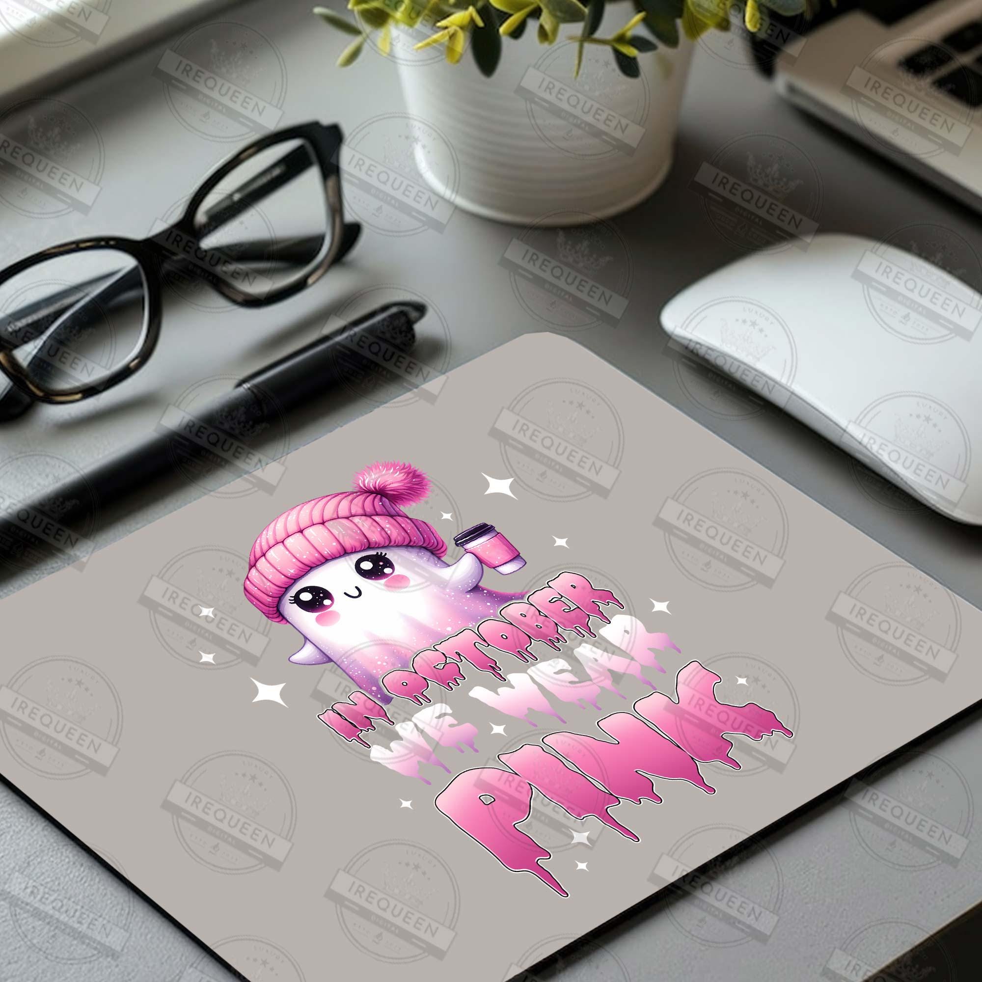 In October We Wear Pink PNG Png, Breast Cancer Awareness Png, Retro Breast Cancer, Halloween Pink Ghost png, October awareness, Digital File SCU