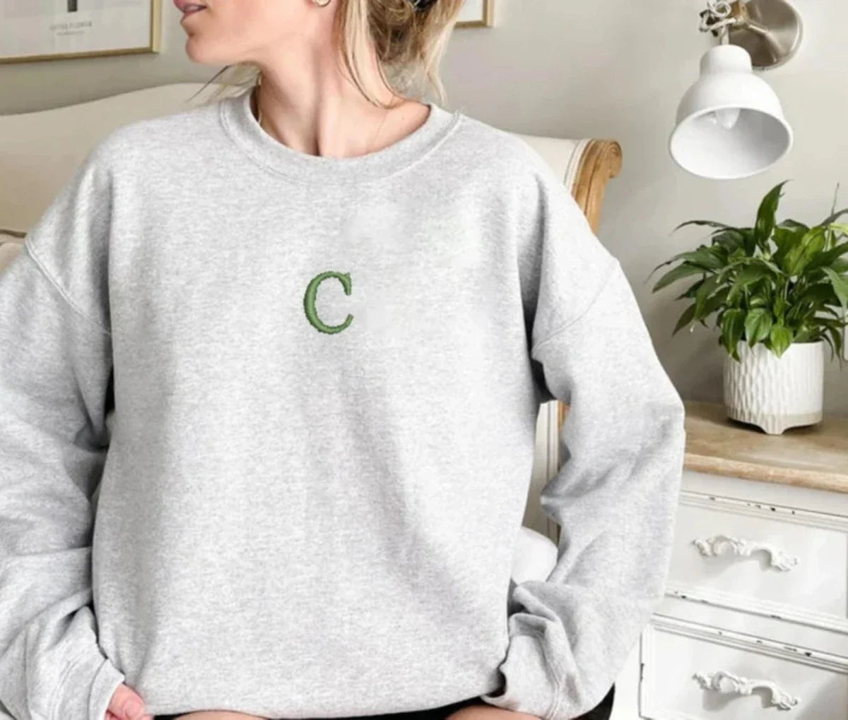 Custom Personalized Initials Monogram Embroidered Sweatshirt, Hoodie em5