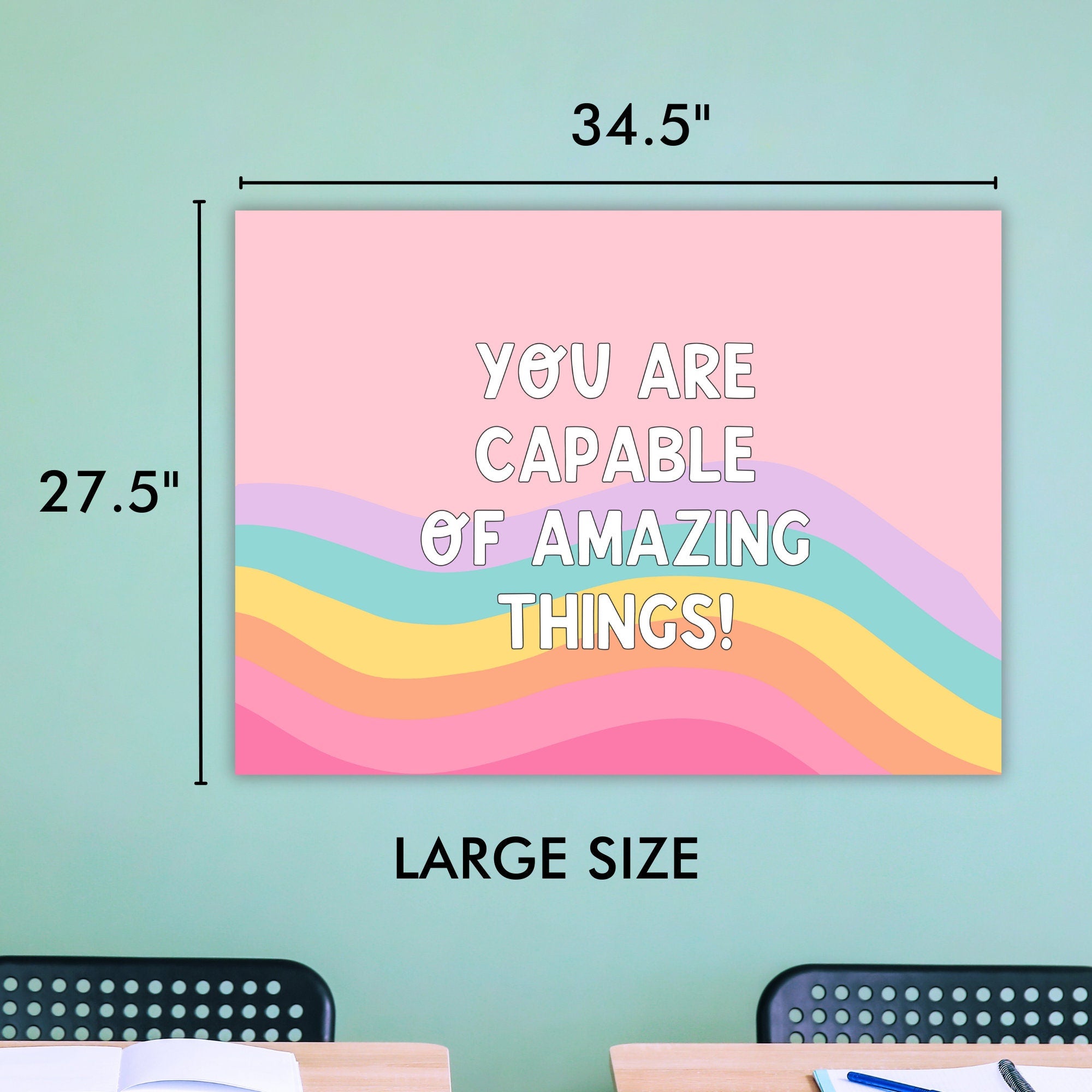 It's Okay To Be Yourself Classroom Tapestry - Double-sided Inspirational Hanging Wall Art for Teachers & Students - Large Cute School Banner TAPES1