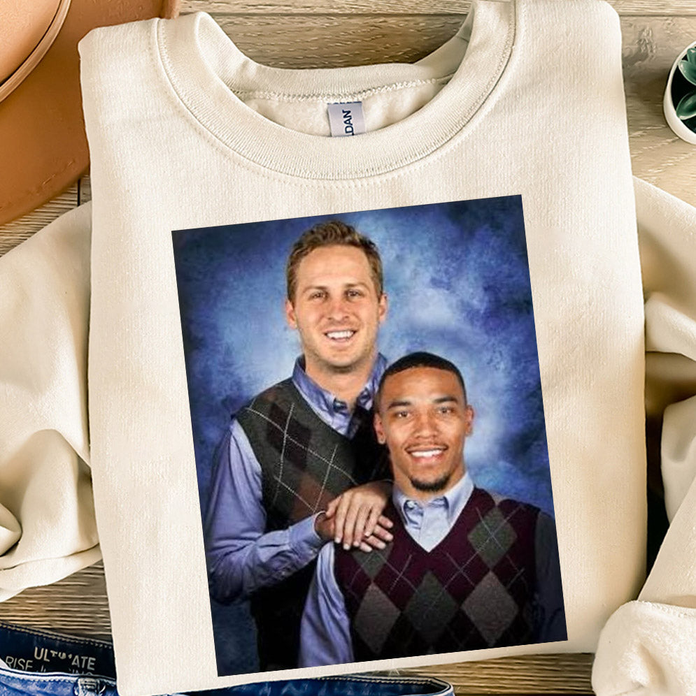 Jared Goff Amon-Ra St. Brown Detroit Football Shirt, Lions Step Bros T-shirt, Funny Gift Unisex, Football Fan Gift