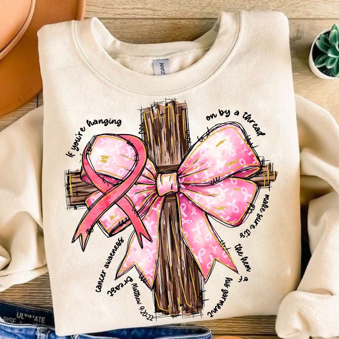 Jesus Pink Bow Cross Breast Cancer, Breast Cancer Awareness Shirt Design, Breast Cancer Png, Pink Ribbon Breast Cancer Bible Design Download SCU