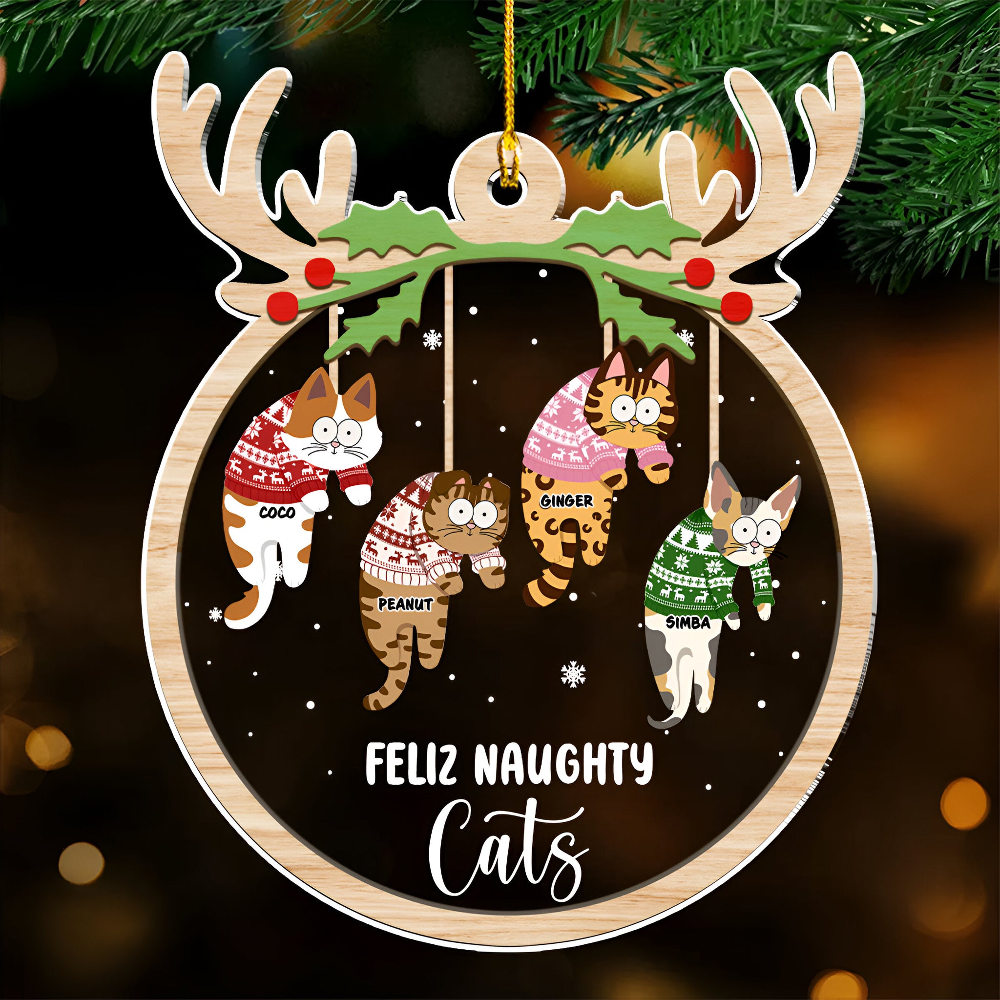 Jolly Cats - Personalized Custom Acrylic Ornament ORN0710