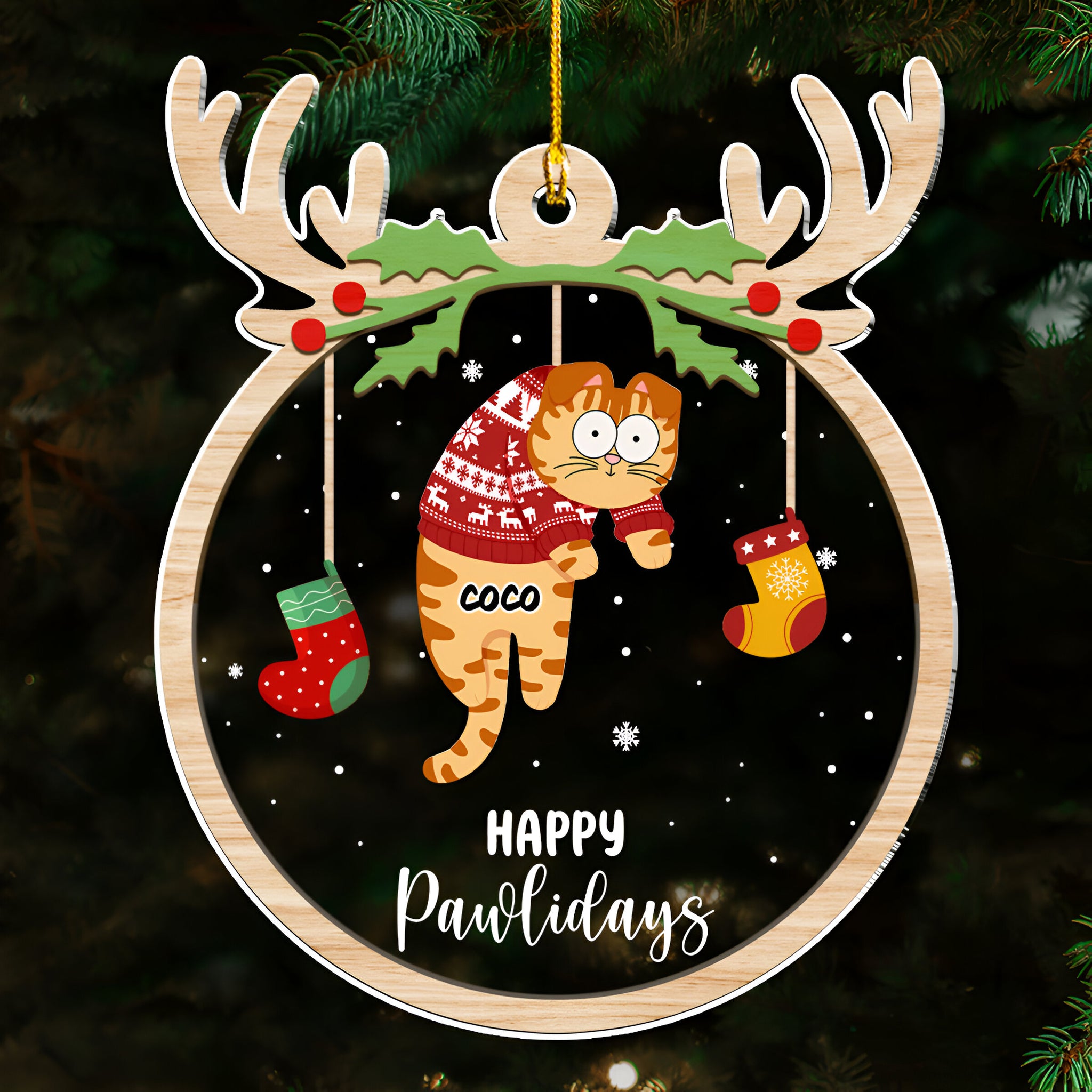 Jolly Cats - Personalized Custom Acrylic Ornament ORN0710