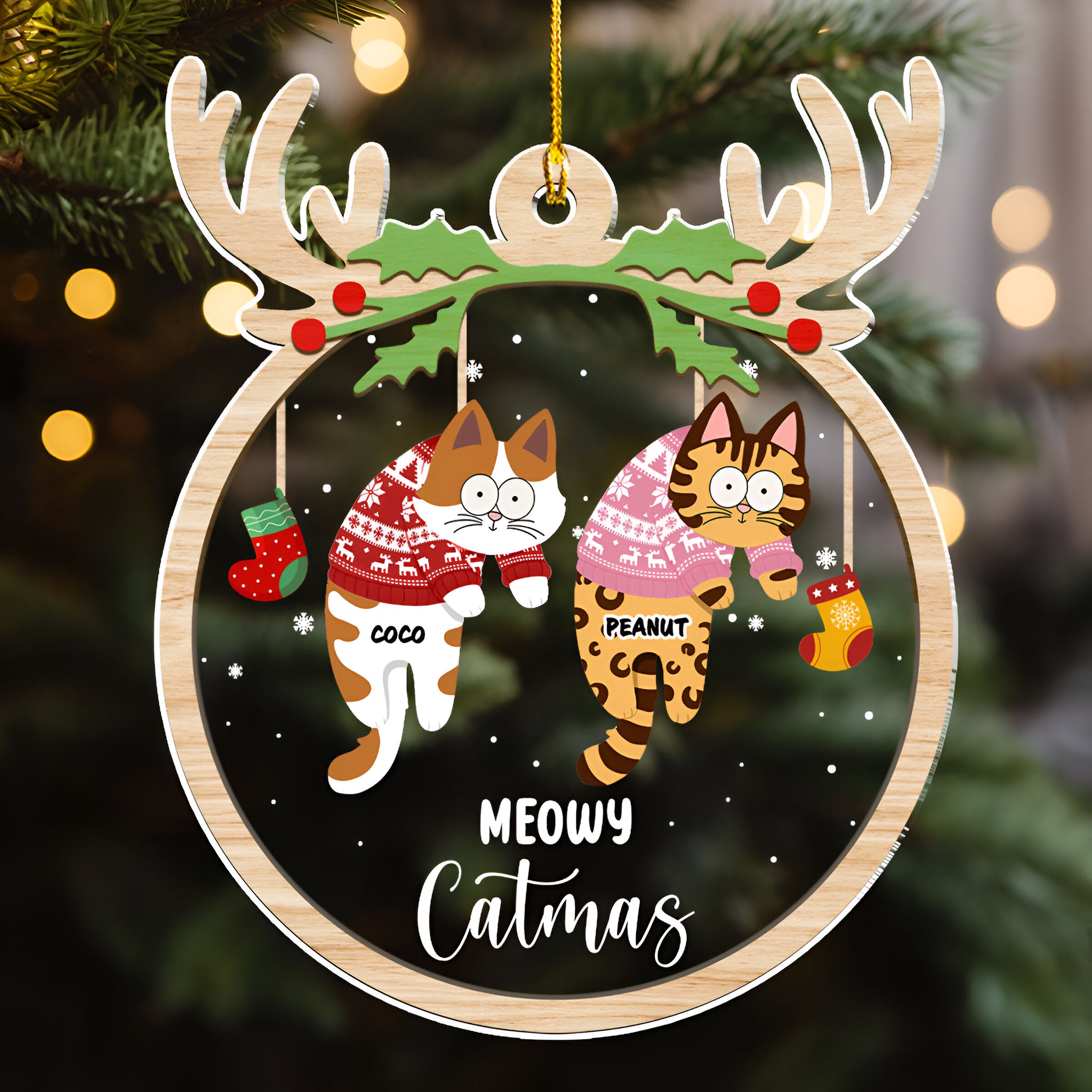 Jolly Cats - Personalized Custom Acrylic Ornament ORN0710