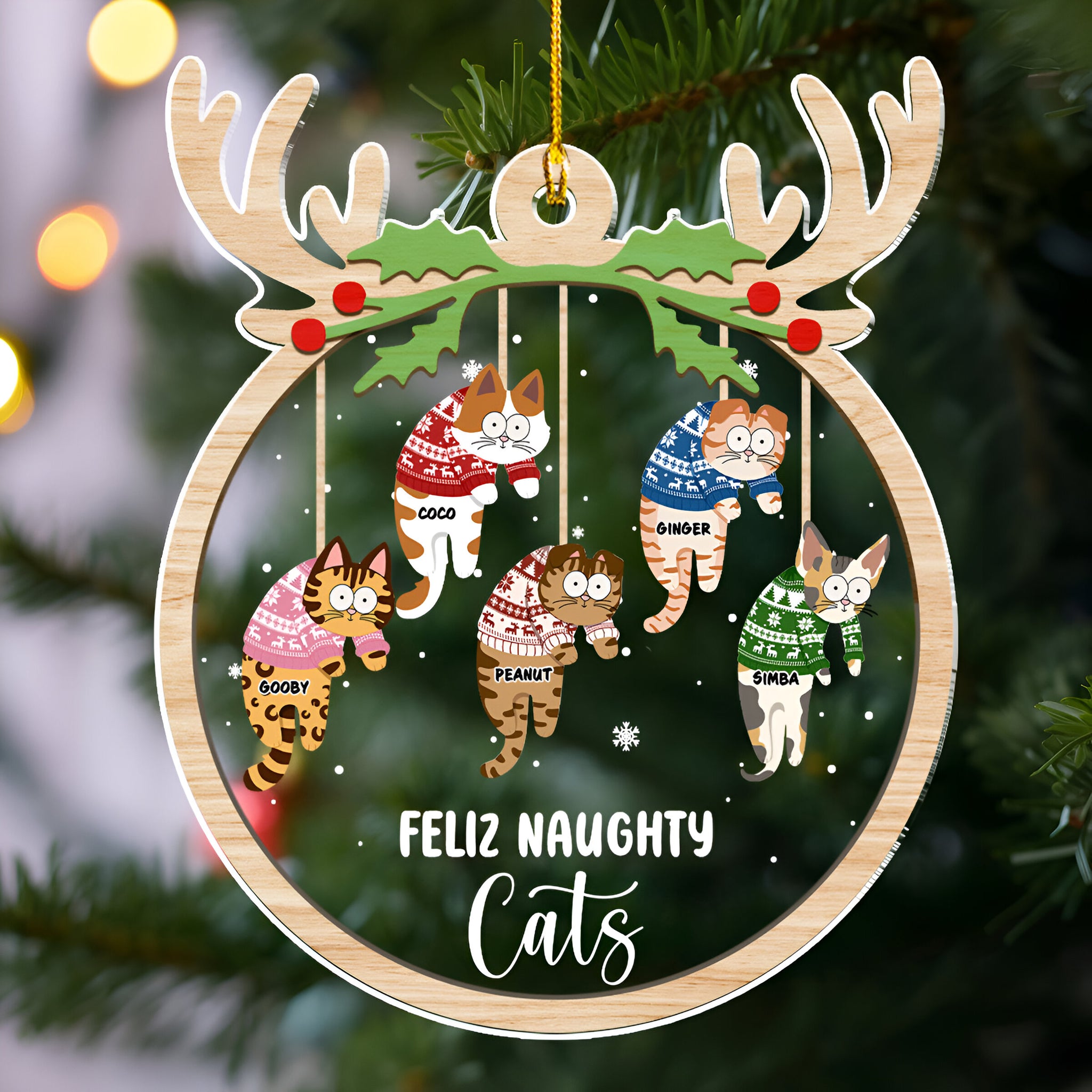 Jolly Cats - Personalized Custom Acrylic Ornament ORN0710